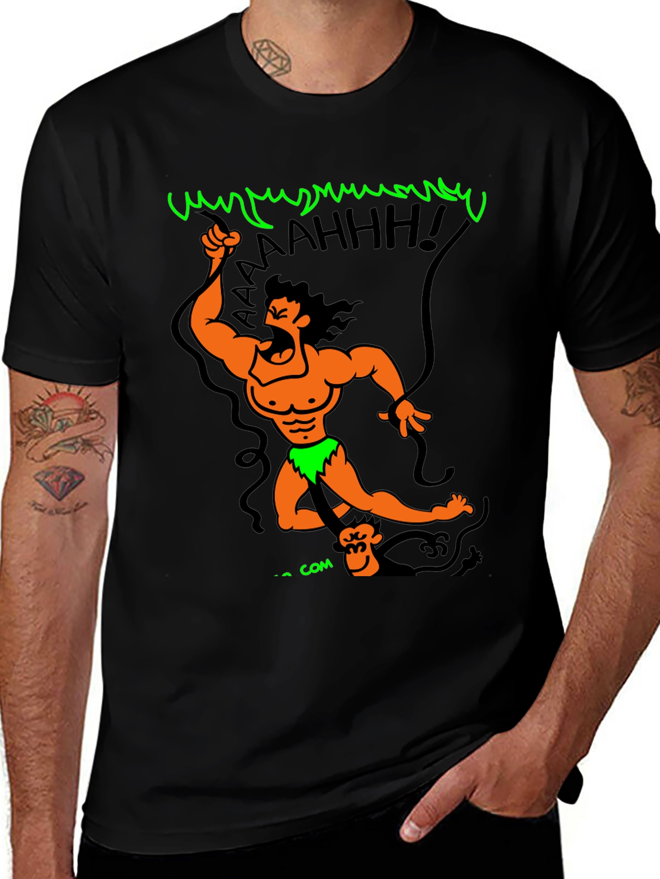 Variant 21 of Cartoon Tarzan Graphic Black T-Shirt