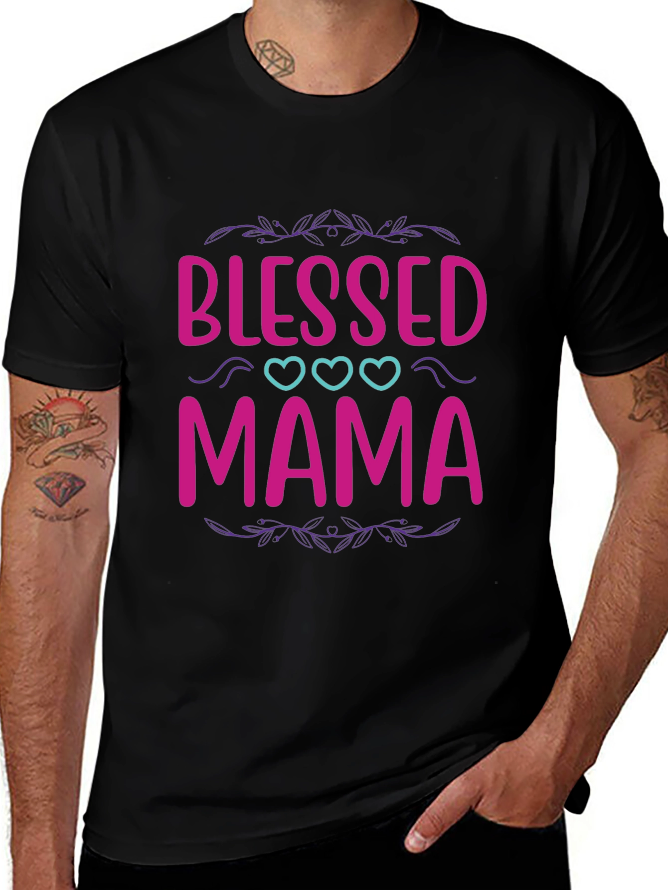 Variant 25 of Blessed Mama Graphic Tee - Black