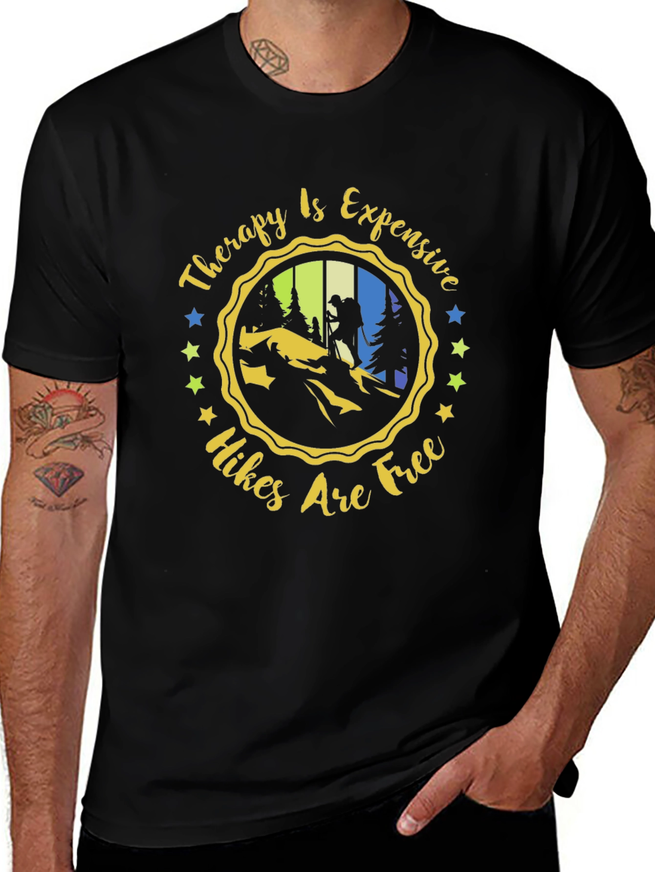 Variant 26 of Hiking Therapy T-Shirt - Hikes Are Free