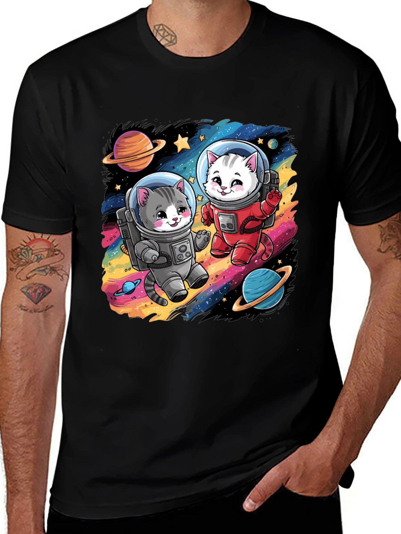 Variant 8 of Cosmic Cat Astronaut T-Shirt - Space Adventure