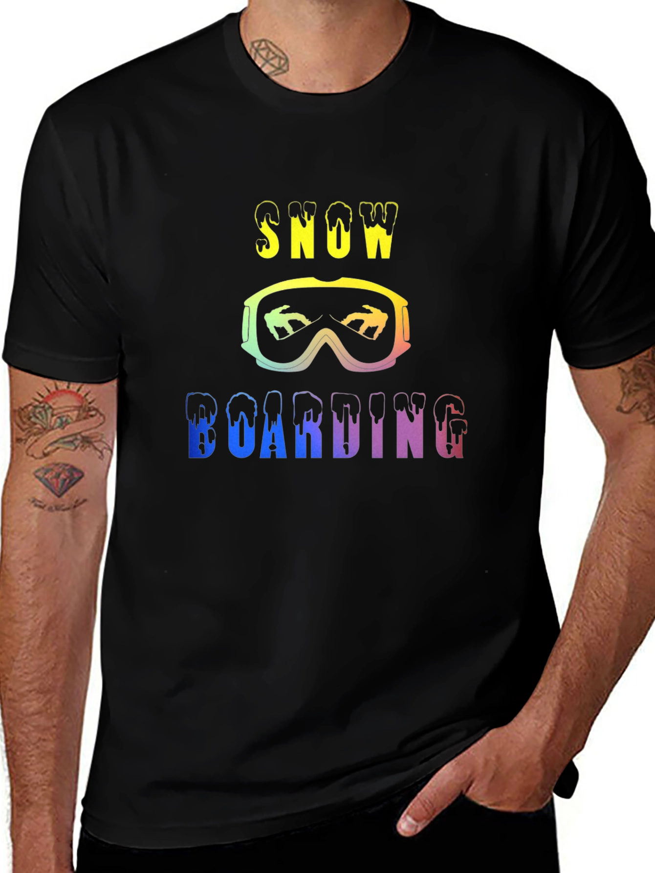 Variant 7 of Rainbow Snowboarding Graphic T-Shirt
