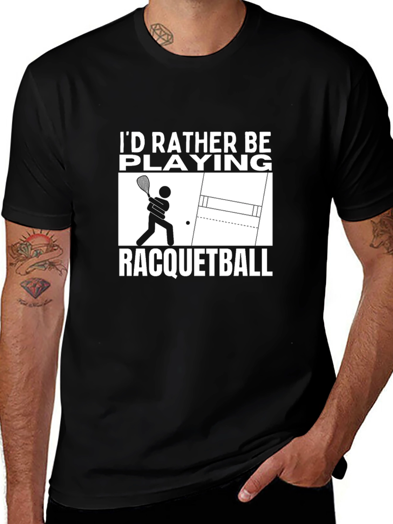 Variant 10 of Racquetball T-Shirt: I'd Rather Be Playing