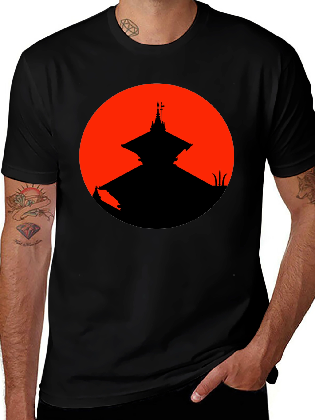 Variant 7 of Red Pagoda Graphic Tee