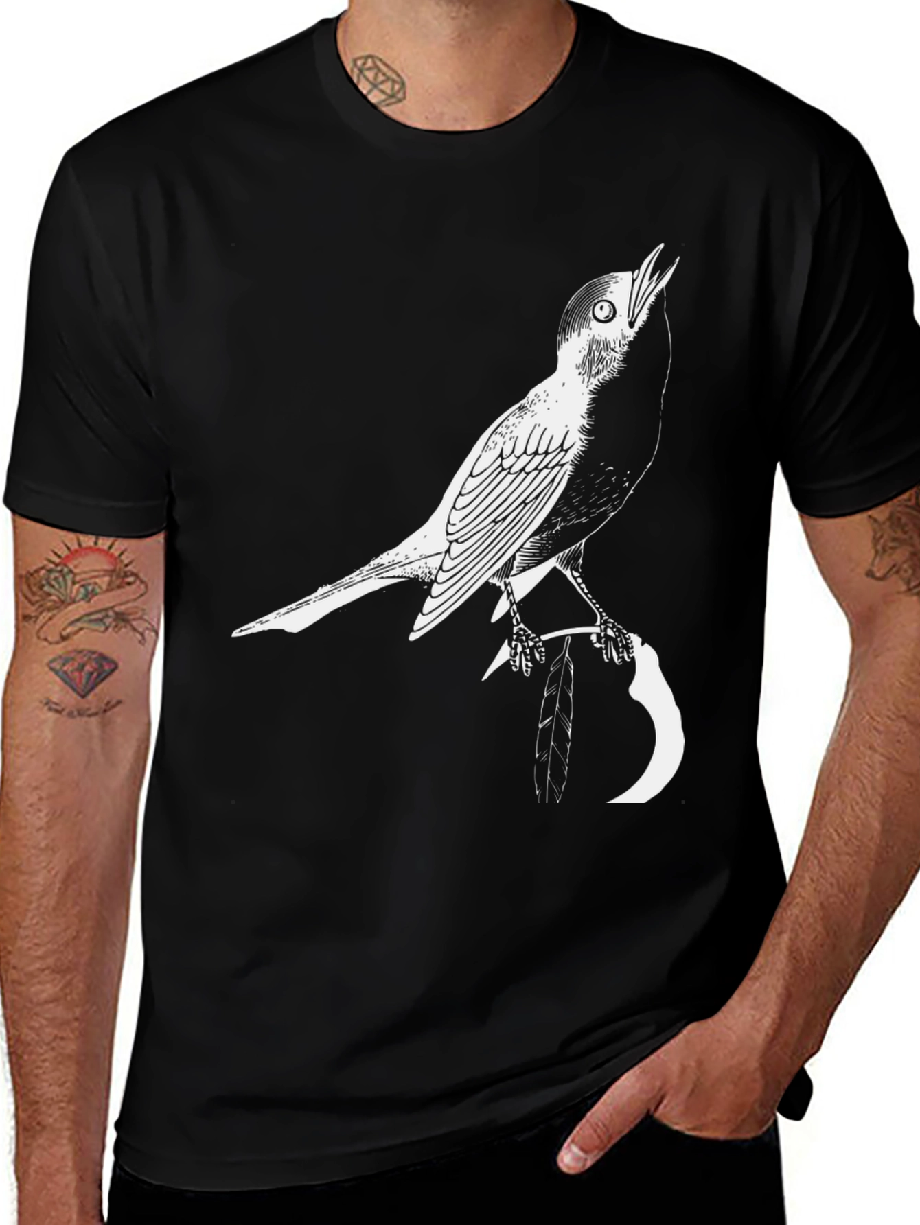 Variant 14 of Bird Graphic Black T-Shirt