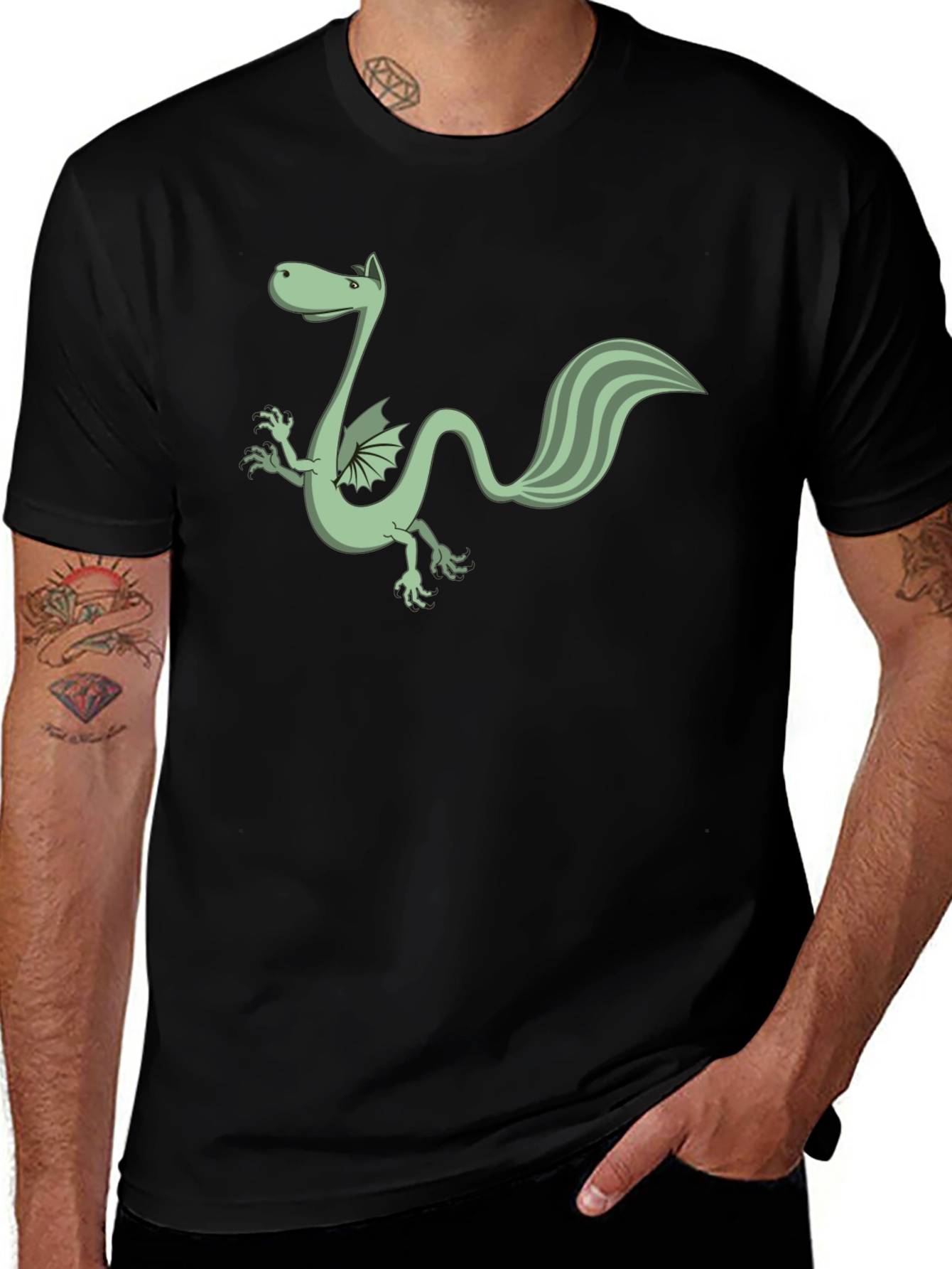 Variant 15 of Dragon Graphic Black T-Shirt - Casual Style