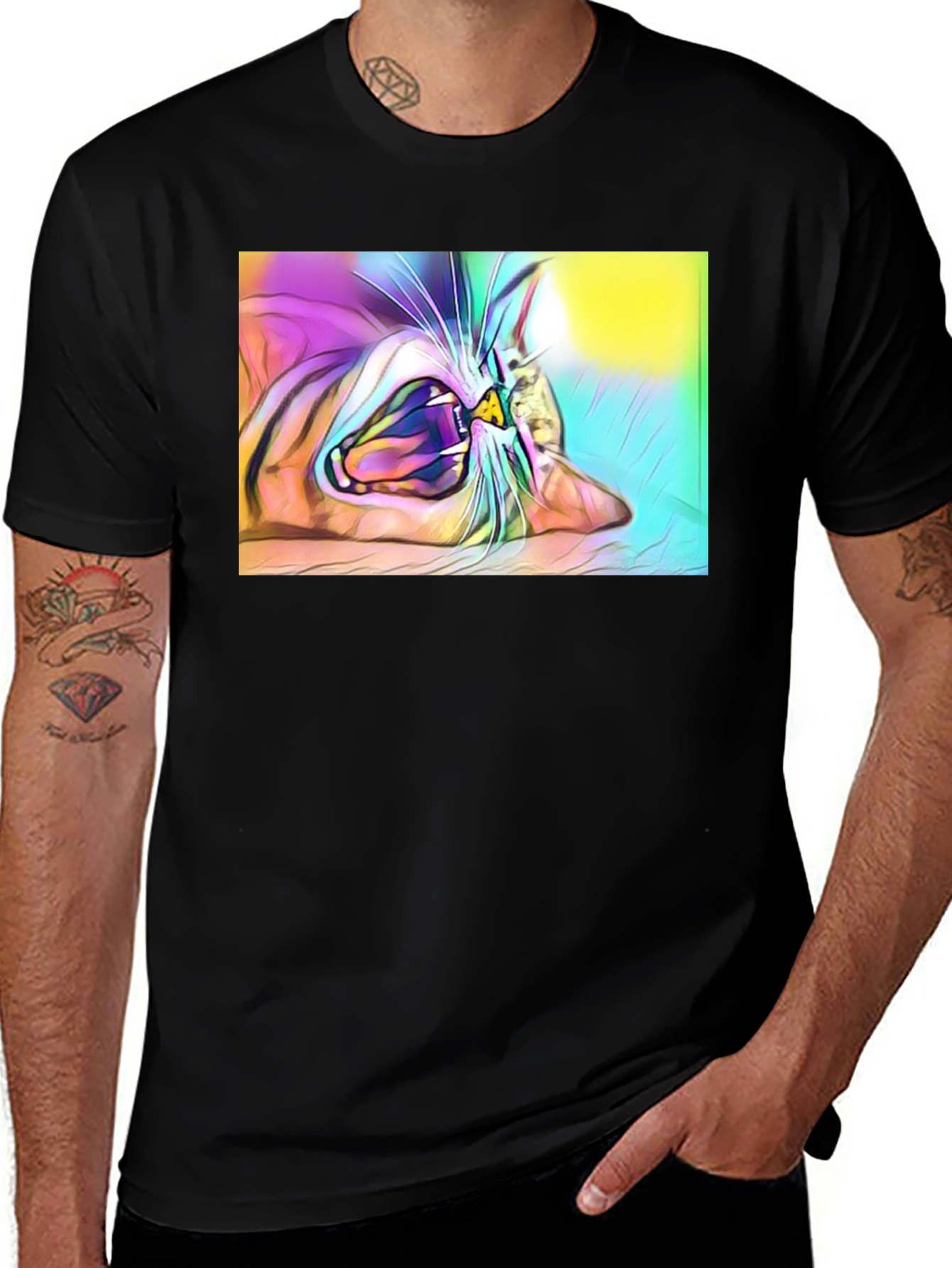 Variant 15 of Cat Yawning T-Shirt - Unique Graphic Tee
