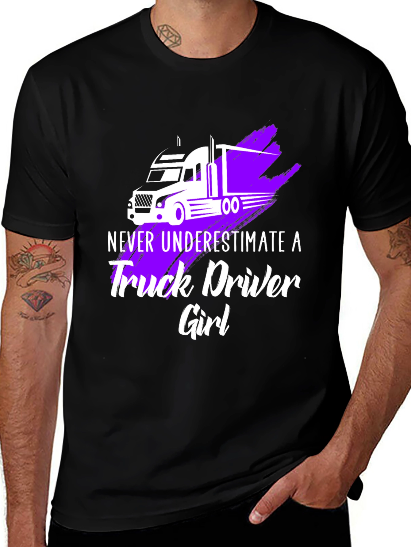 Variant 20 of Truck Driver Girl Black T-Shirt - Never Underestimate