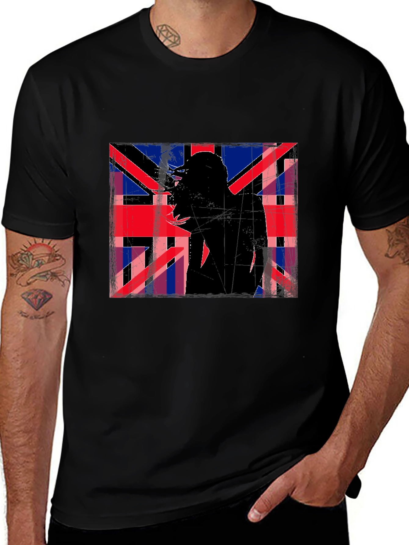 Variant 15 of Union Jack Silhouette Graphic Tee - Black