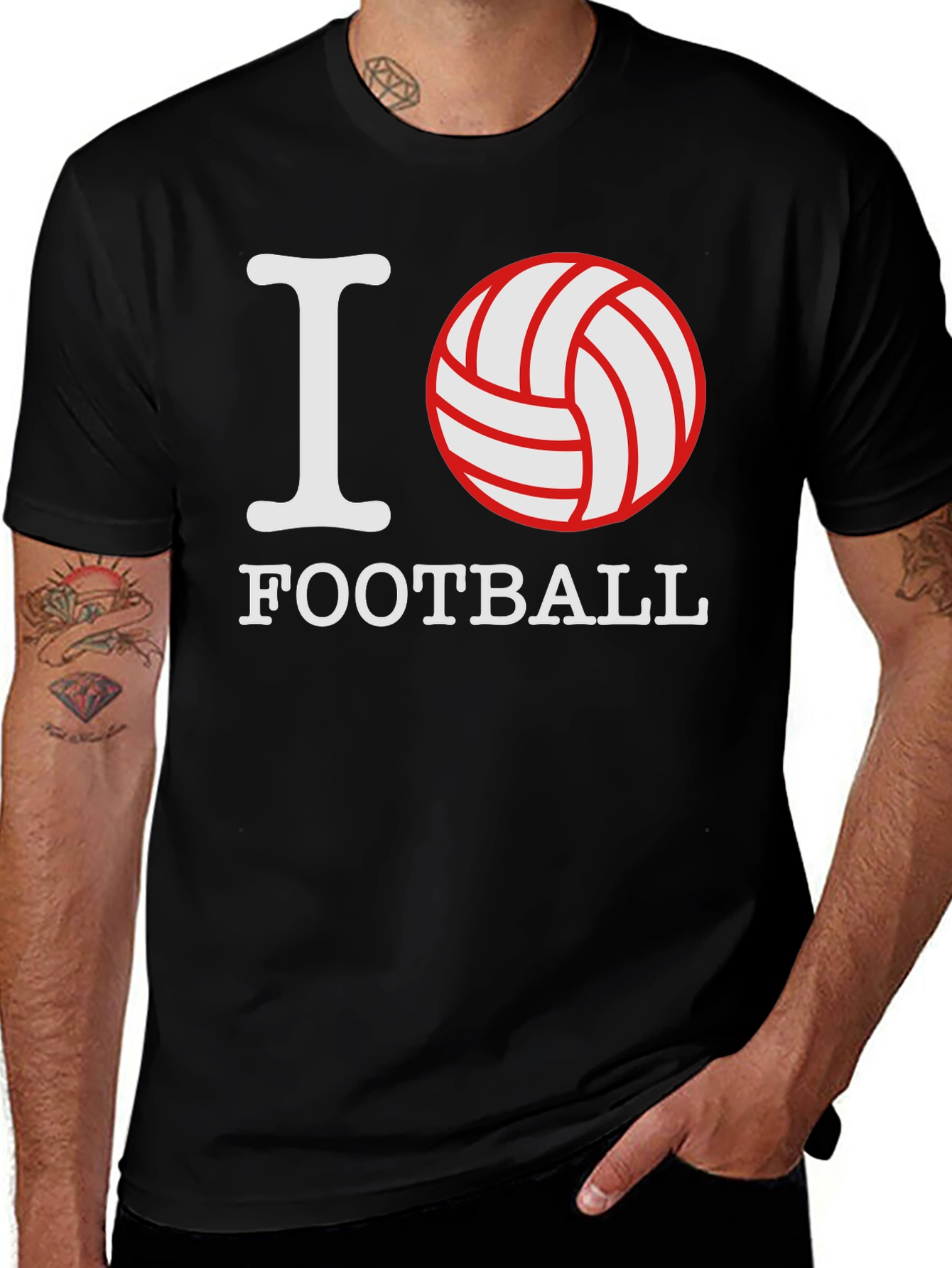 Variant 19 of I Love Football Graphic Tee - Black Cotton T-Shirt