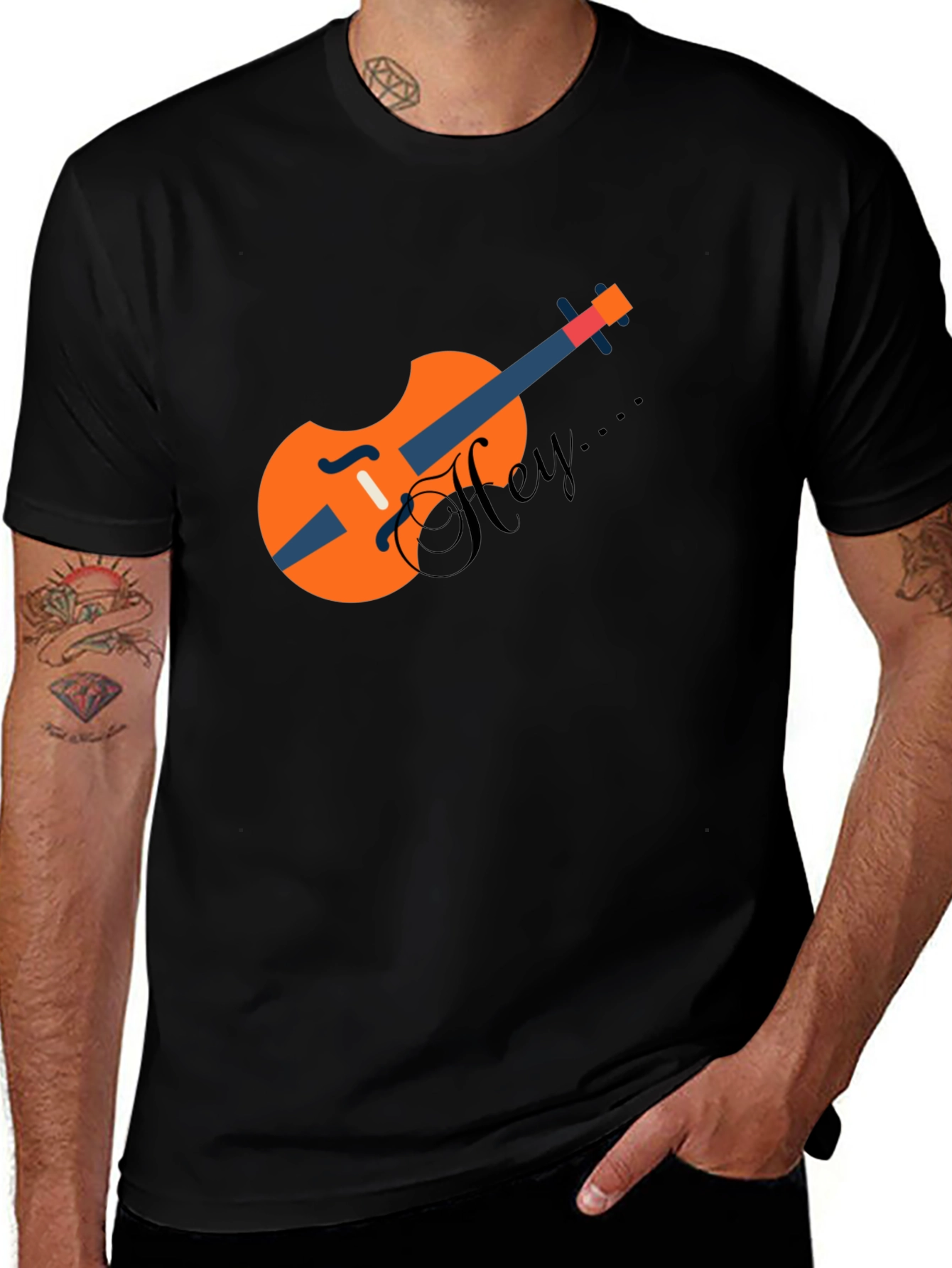 Variant 29 of Stylish Black T-Shirt with Unique Violin Graphic