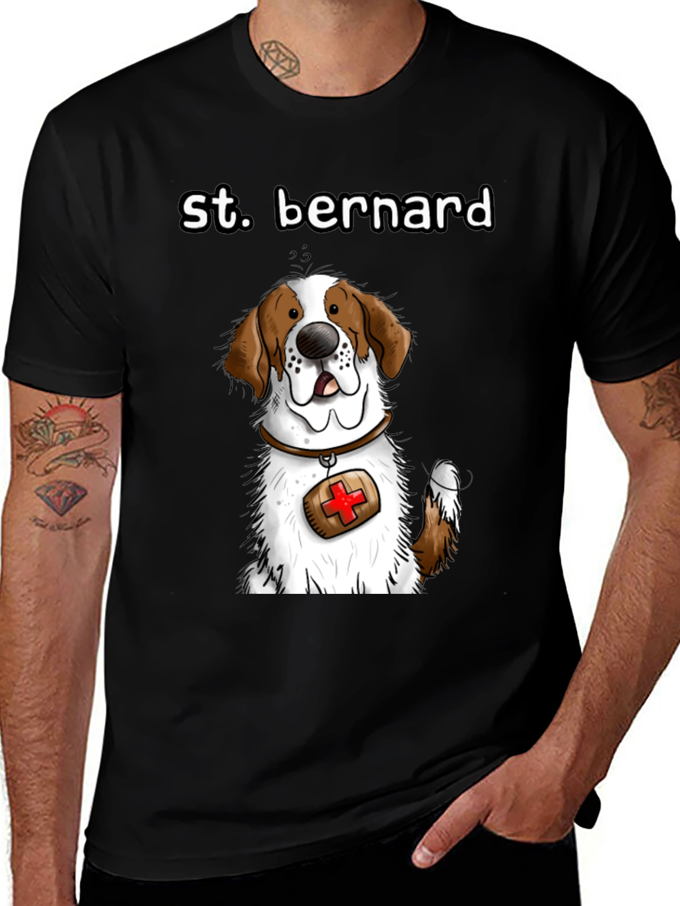 Variant 25 of St. Bernard Dog Cartoon Graphic T-Shirt