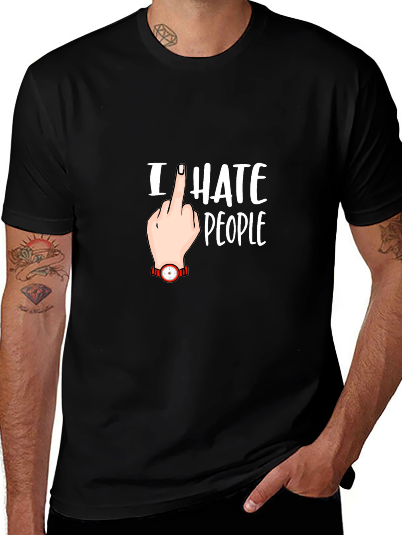 Variant 26 of I Hate People Graphic T-Shirt - Black