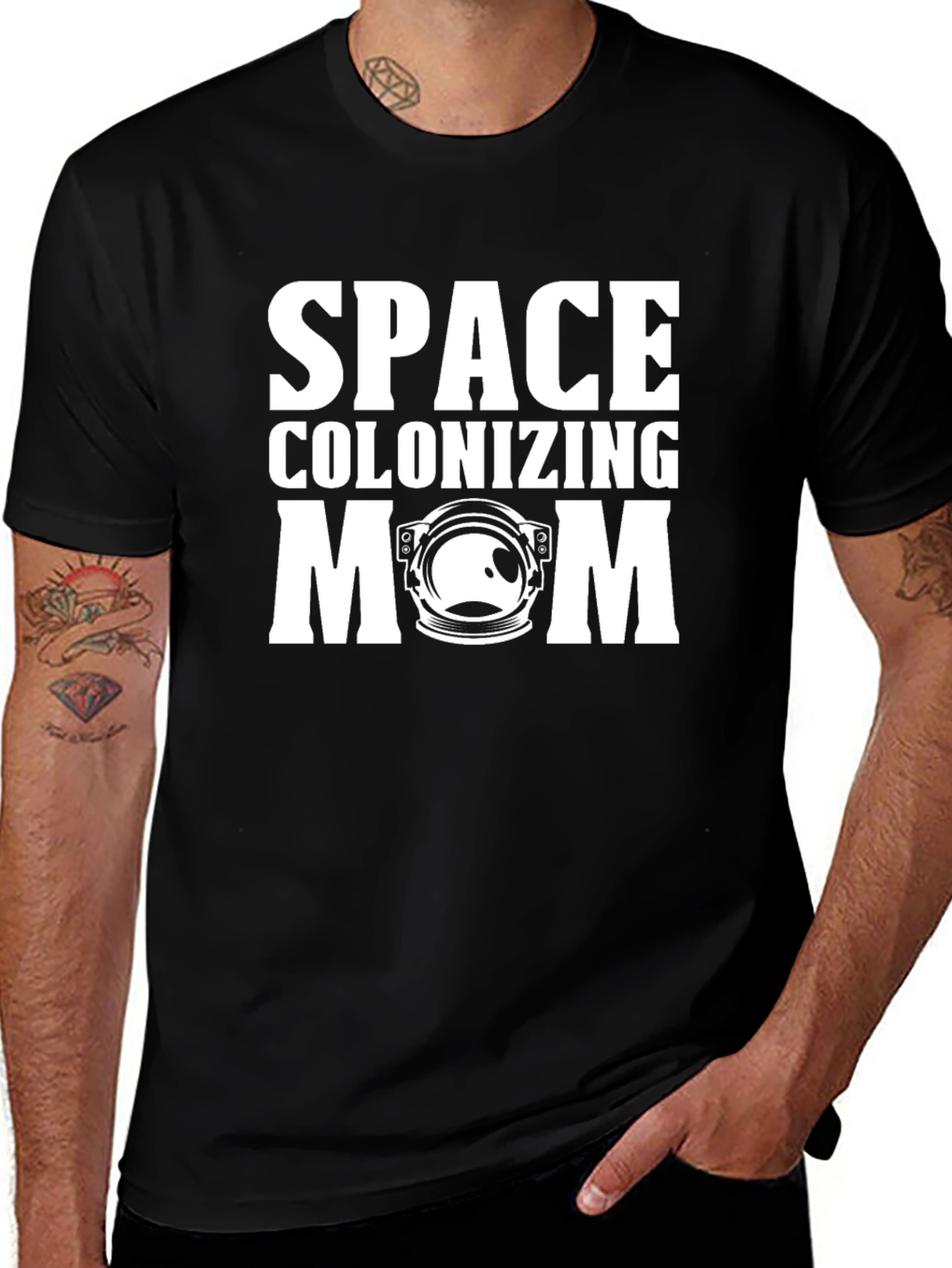 Variant 14 of Space Colonizing Mom Black T-Shirt