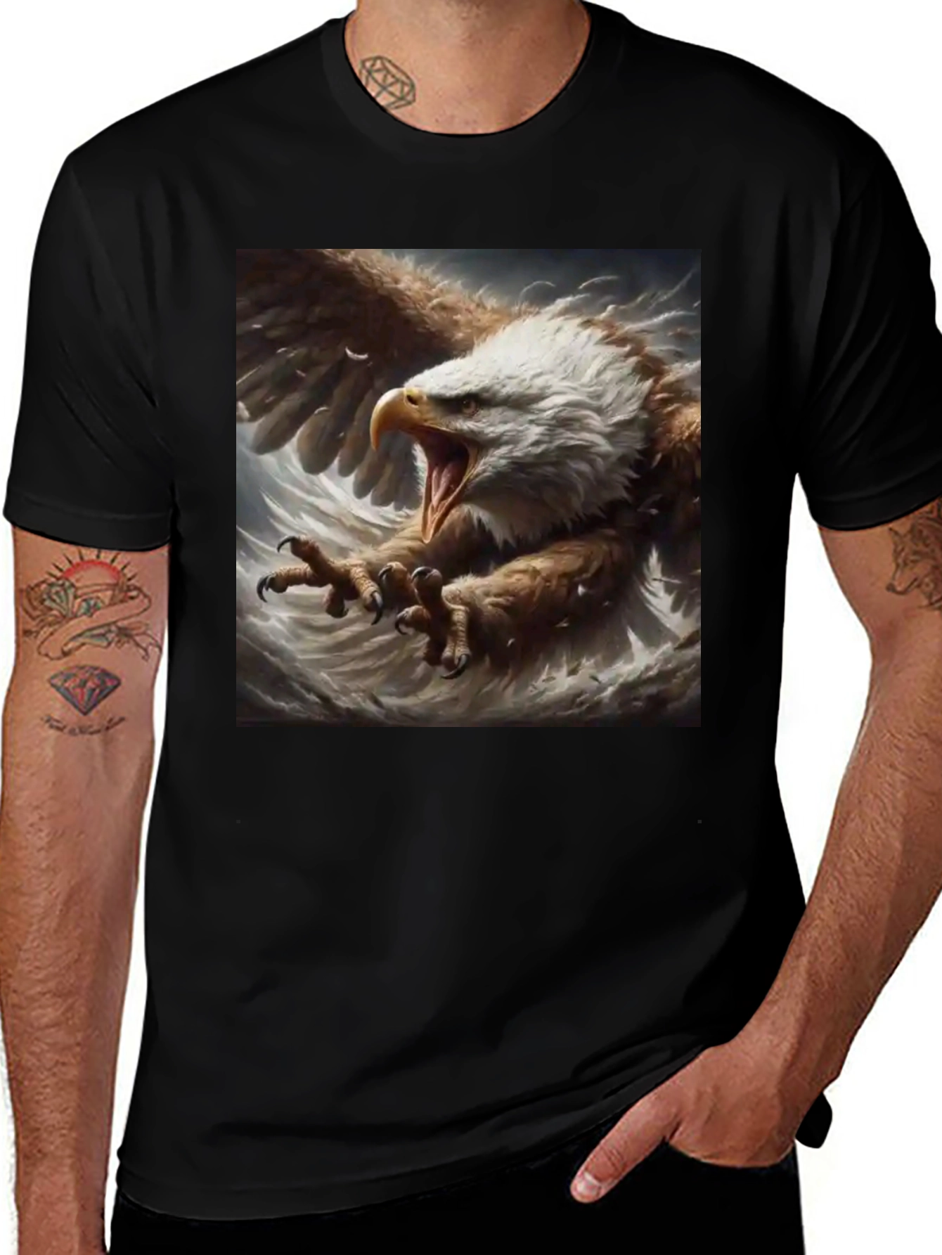 Eagle Graphic Tee - Bold Black Cotton Shirt