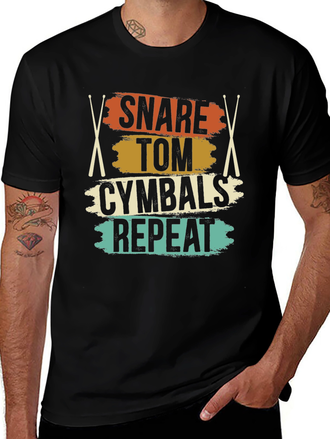 Variant 5 of Snare Tom Cymbals Repeat Drummer T-Shirt