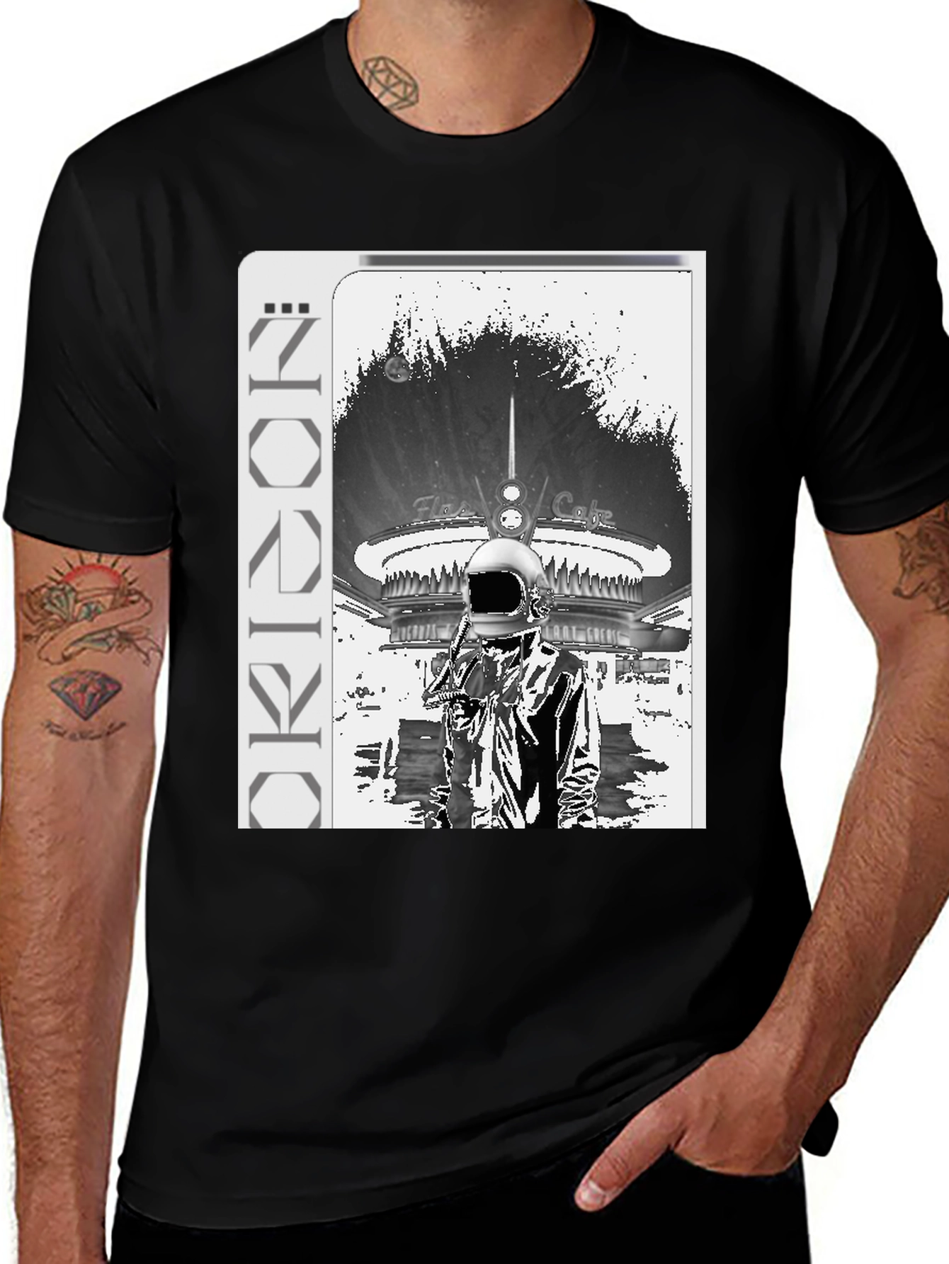Variant 21 of Retro Spaceman Graphic T-Shirt - Black