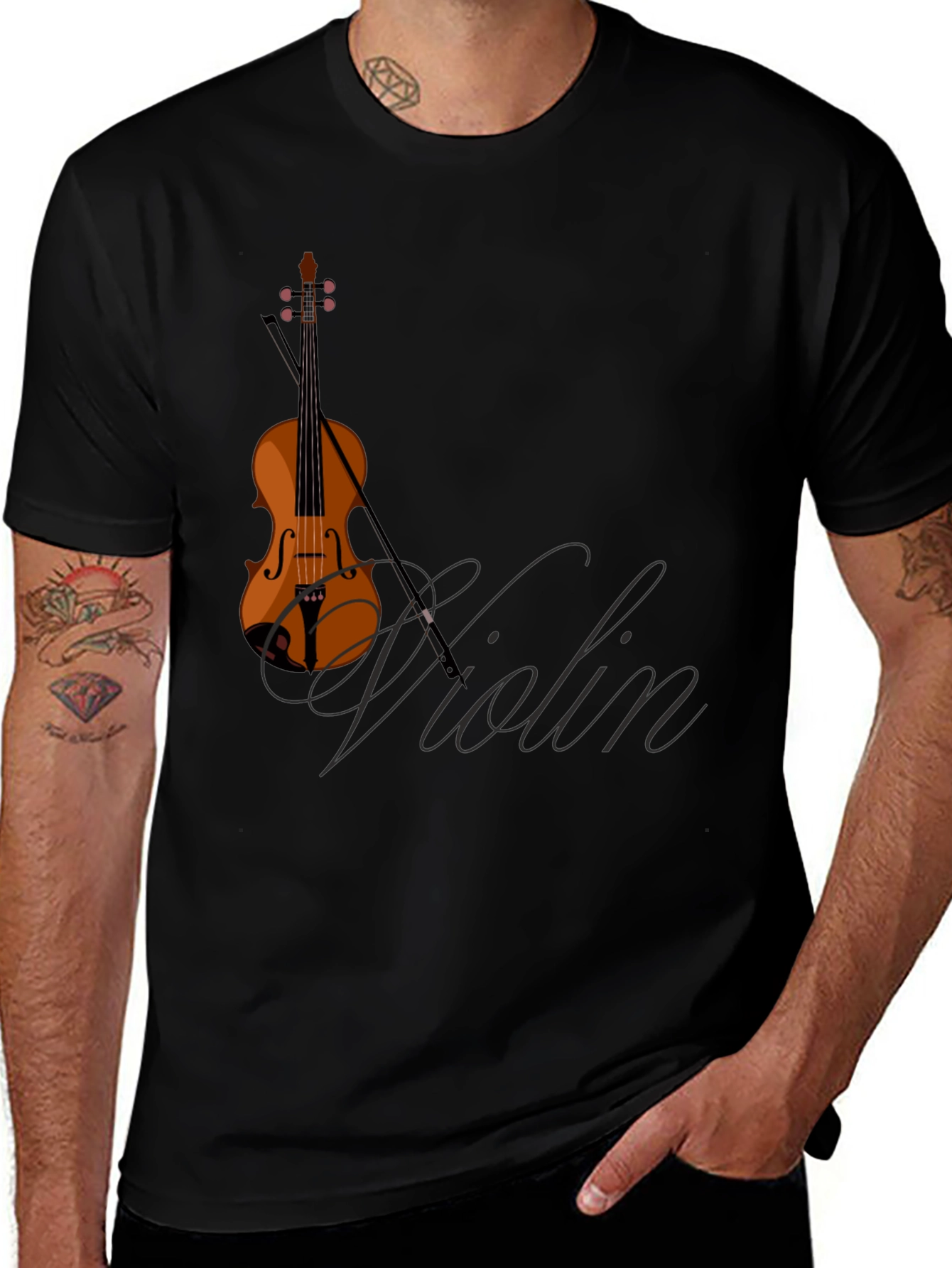 Variant 13 of Violin Graphic Black T-Shirt