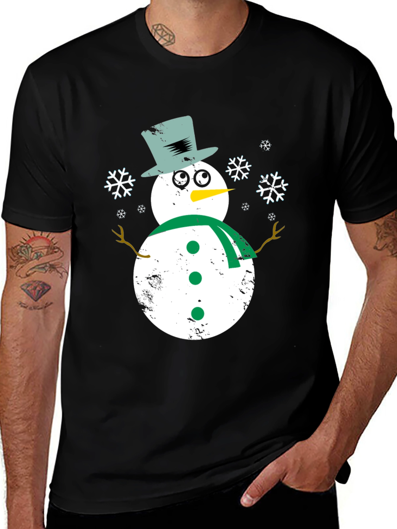 Variant 2 of Whimsical Snowman Graphic Tee - Festive Holiday Shirt