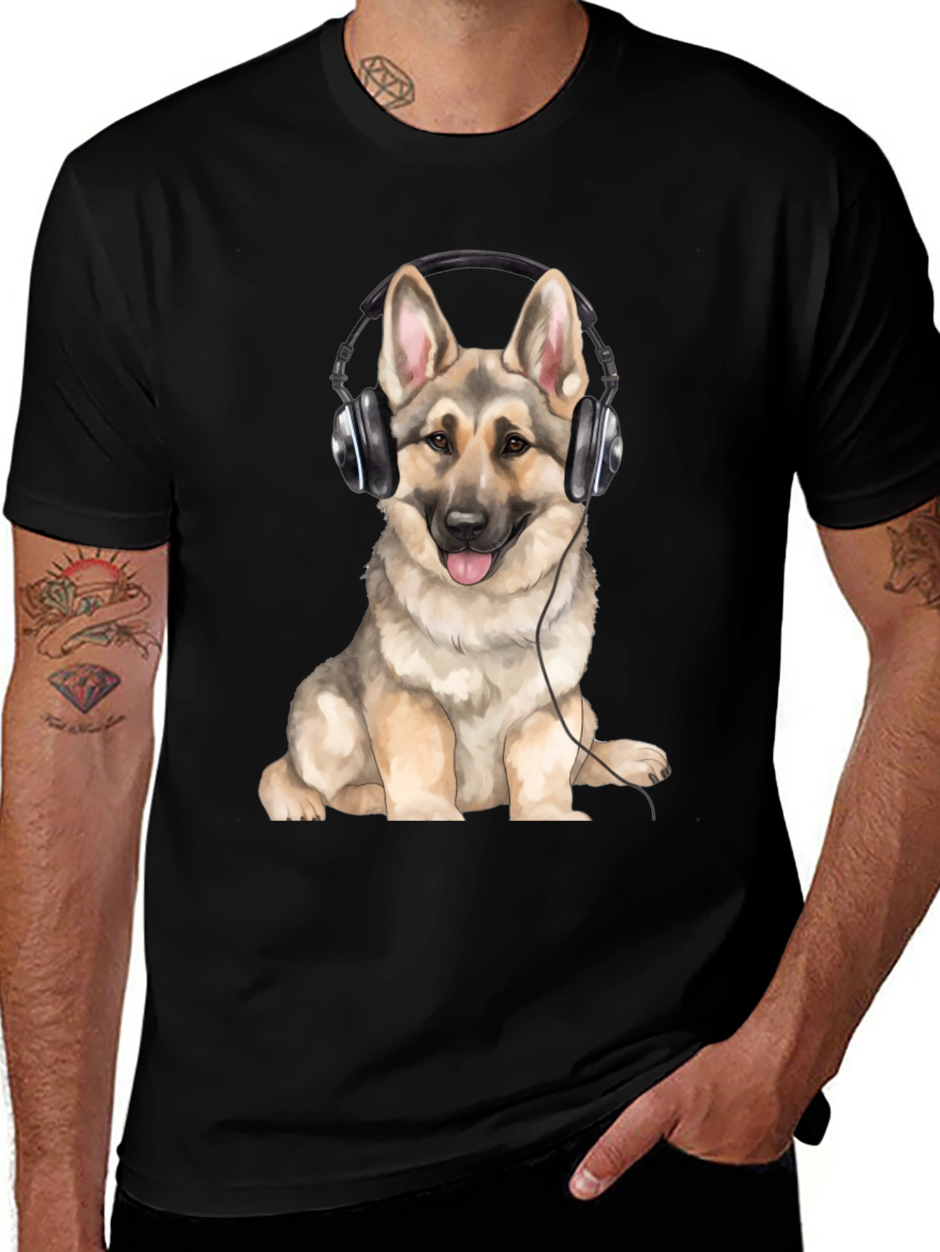 Variant 21 of Dog with Headphones Graphic T-Shirt