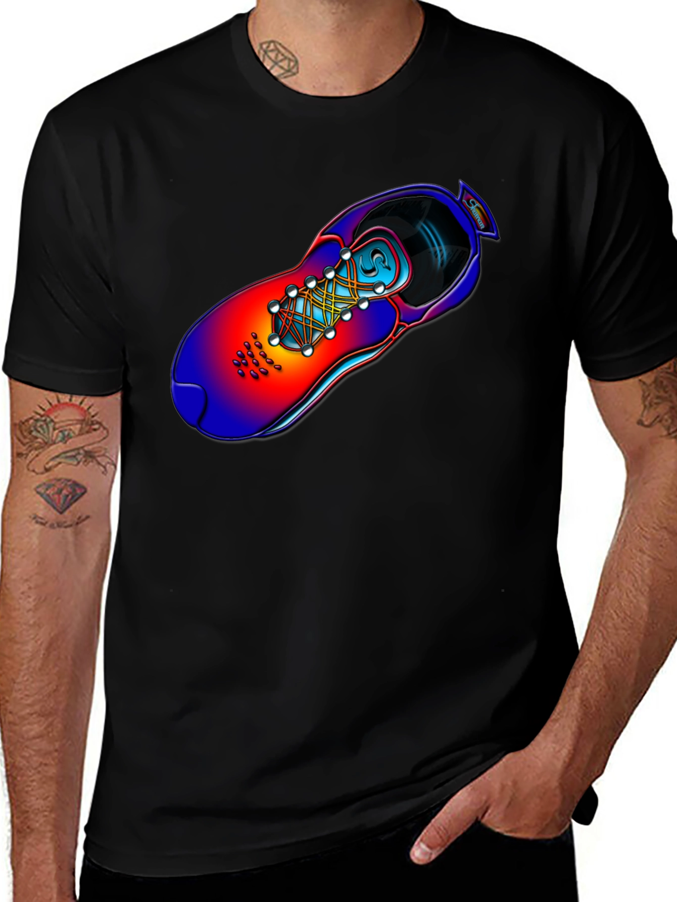 Variant 25 of Vivid Shoe Graphic Tee - Unisex Black T-Shirt