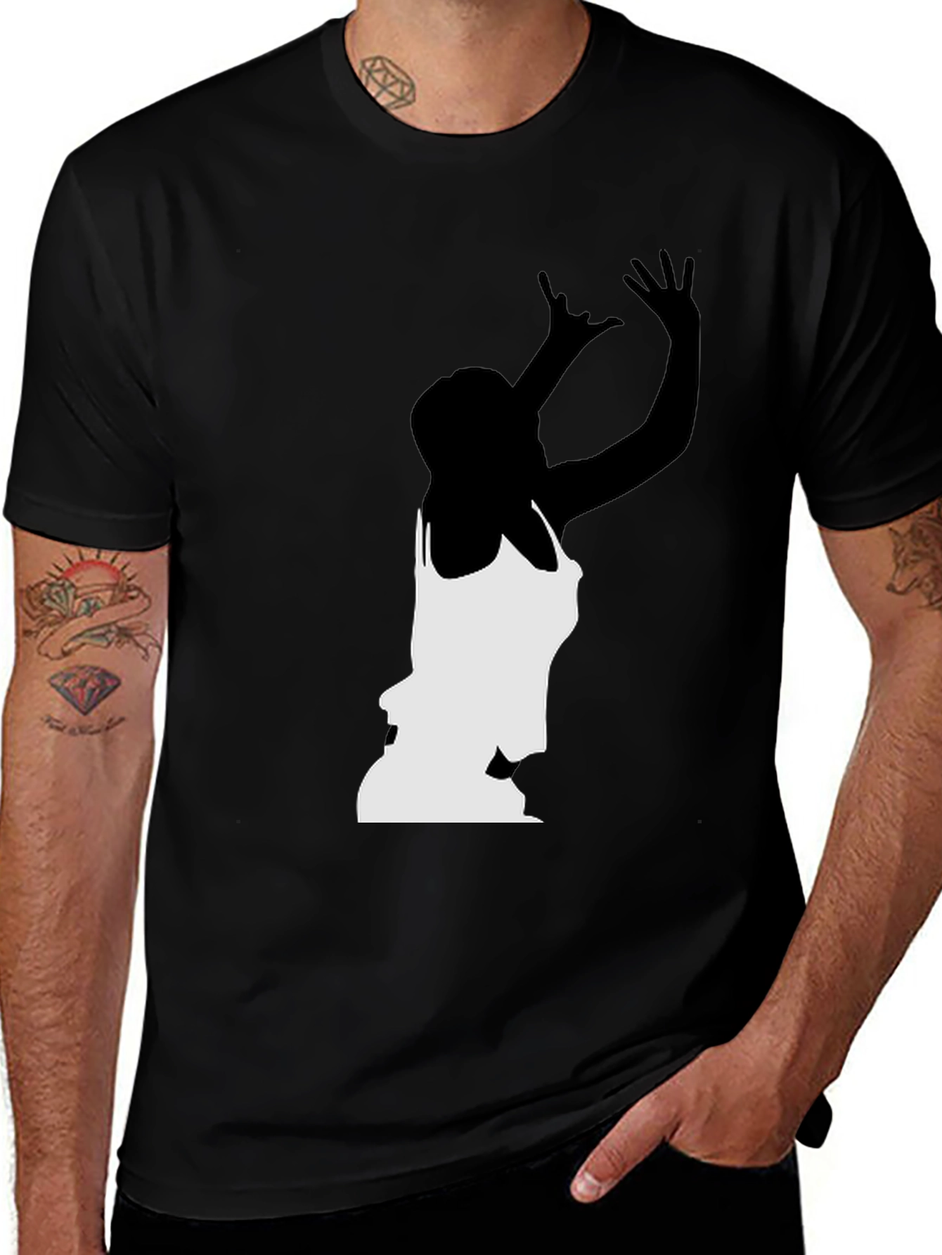 Variant 3 of Silhouette Graphic Print Tee - Stylish Black T-Shirt