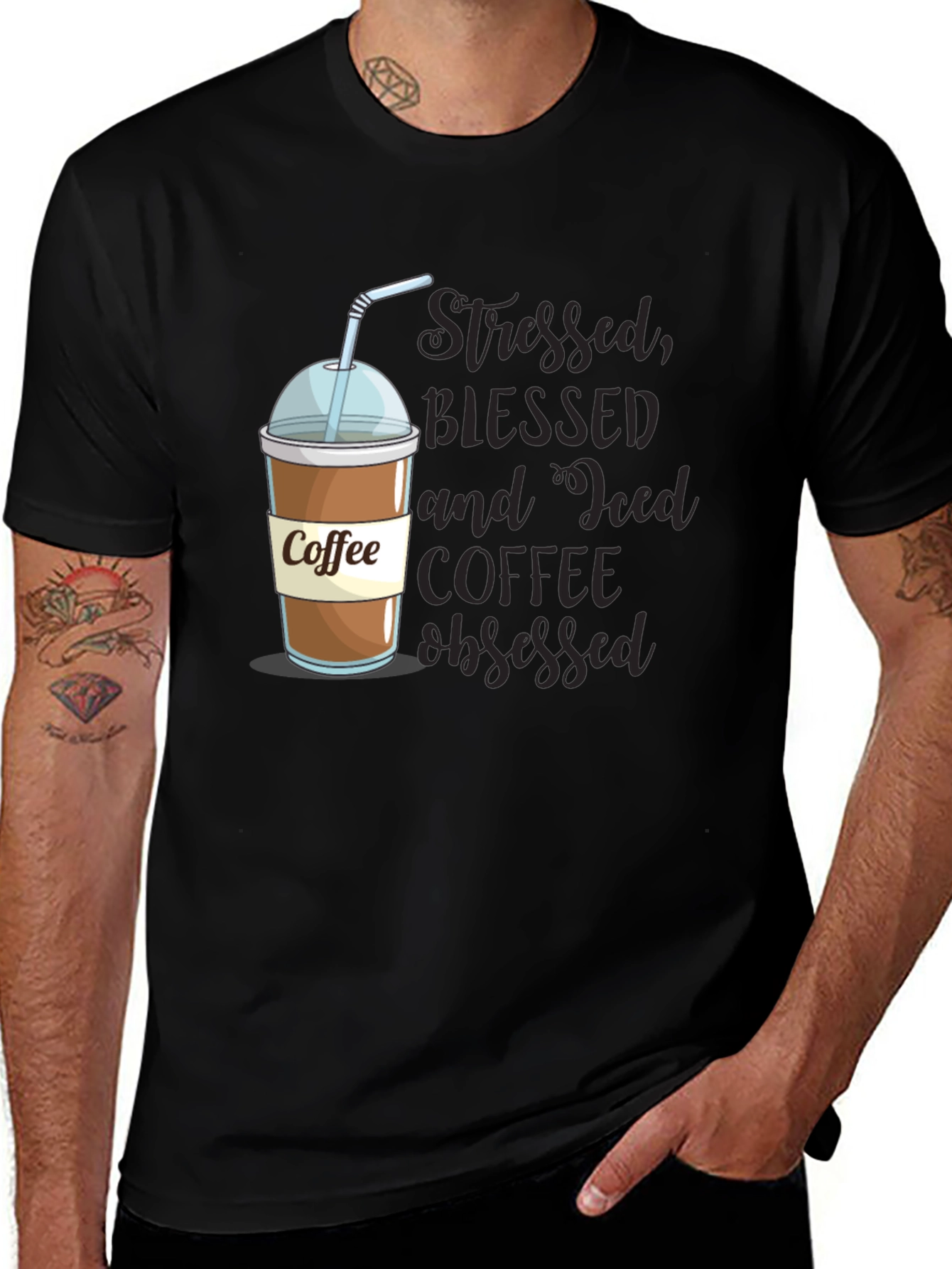 Variant 9 of Stressed, Blessed, Iced Coffee Obsessed T-Shirt