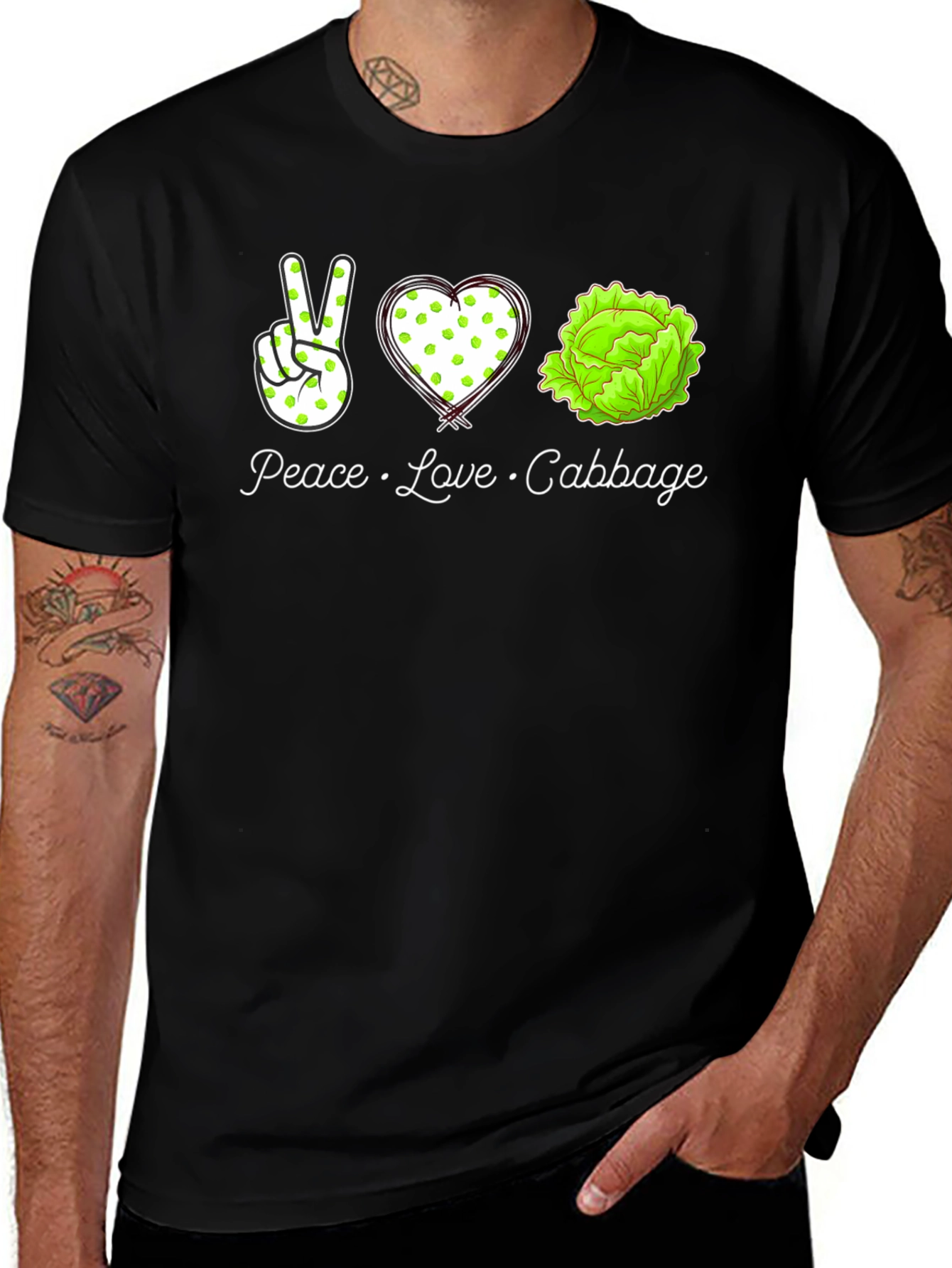 Variant 8 of Peace Love Cabbage Graphic T-Shirt