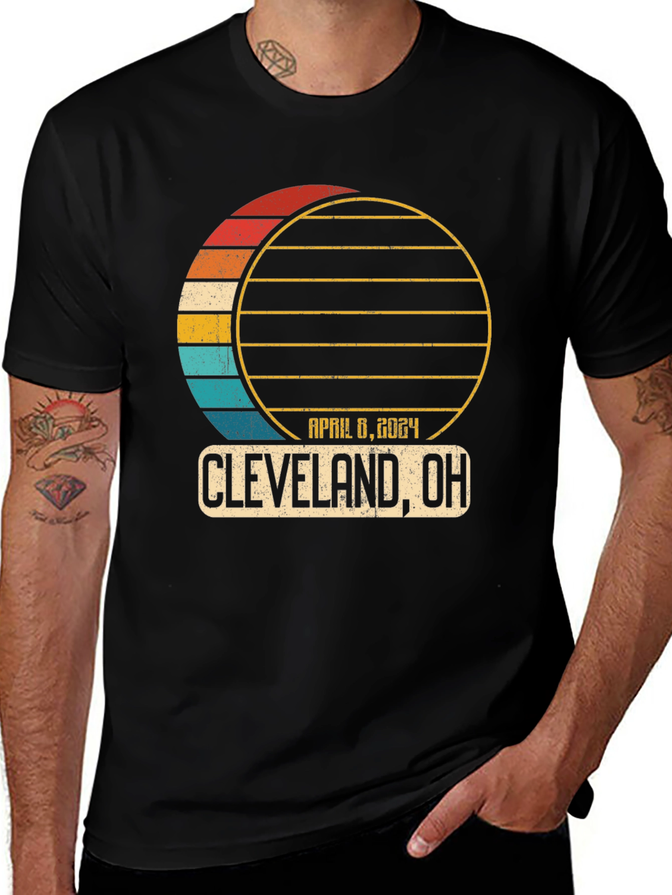 Variant 7 of Cleveland, OH Total Solar Eclipse 2024 T-Shirt