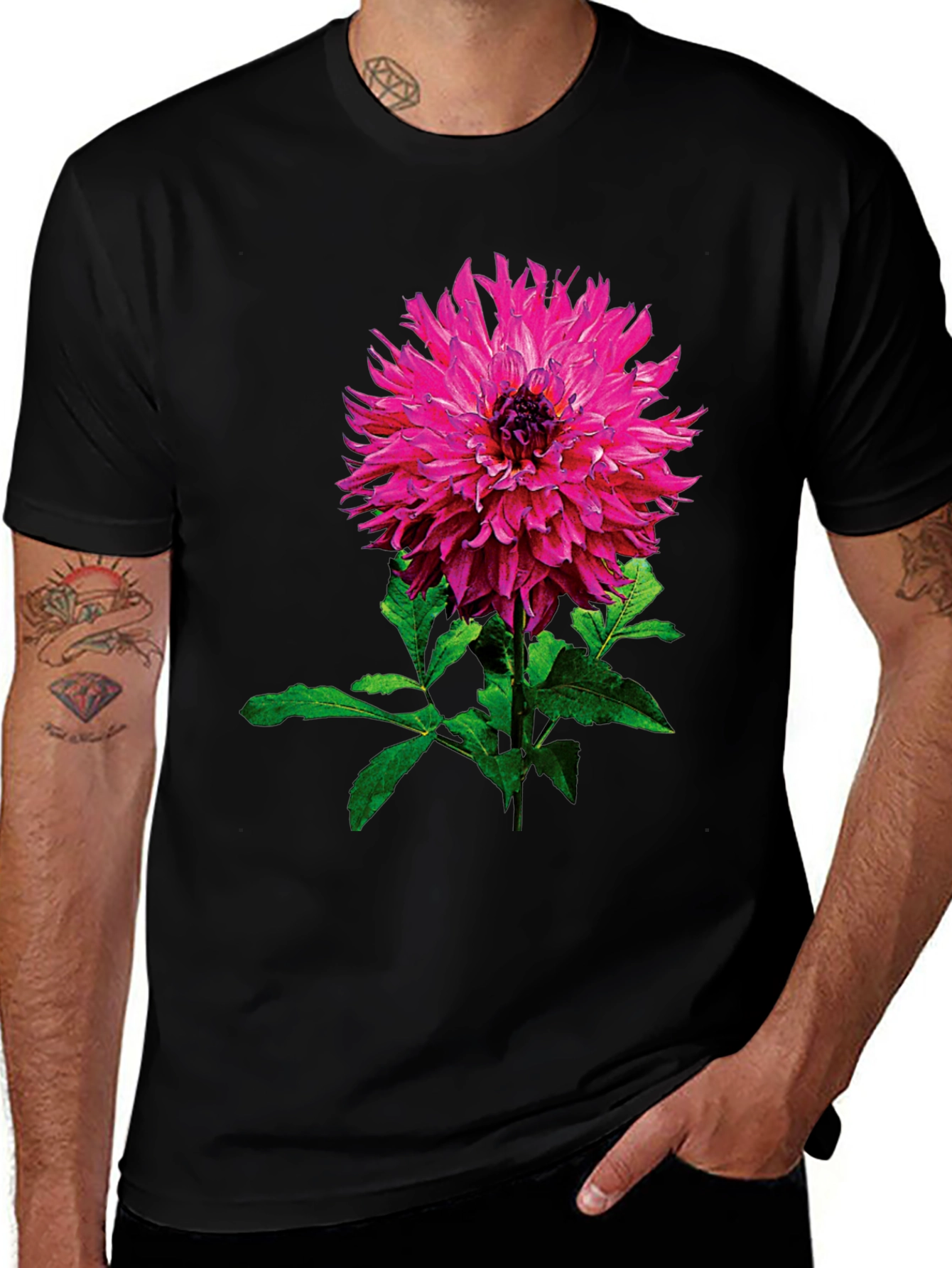Variant 5 of Floral Print T-Shirt - Stylish Pink Flower Design