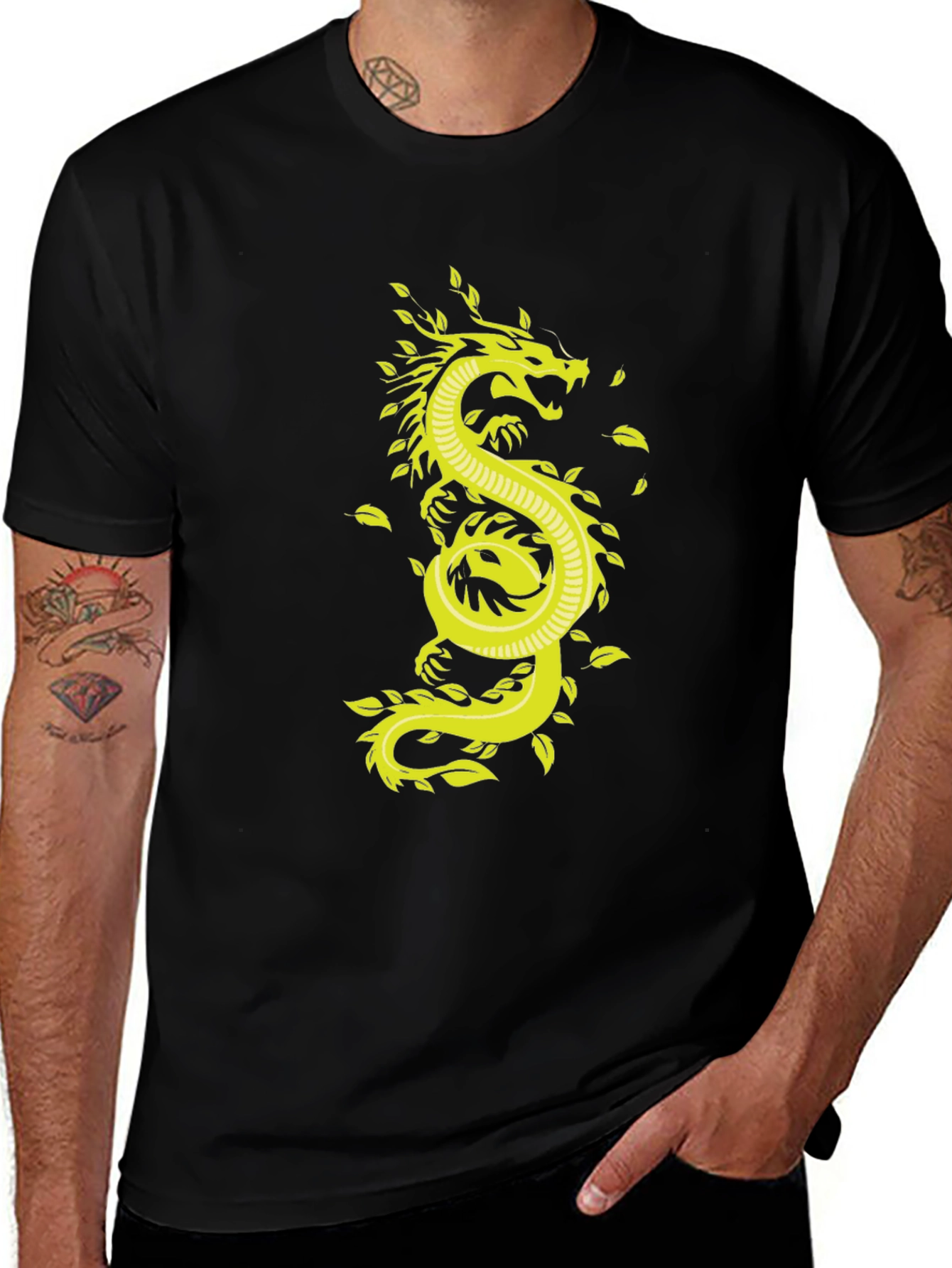 Black Dragon Graphic Tee - Stylish Men's Black T-Shirt main image