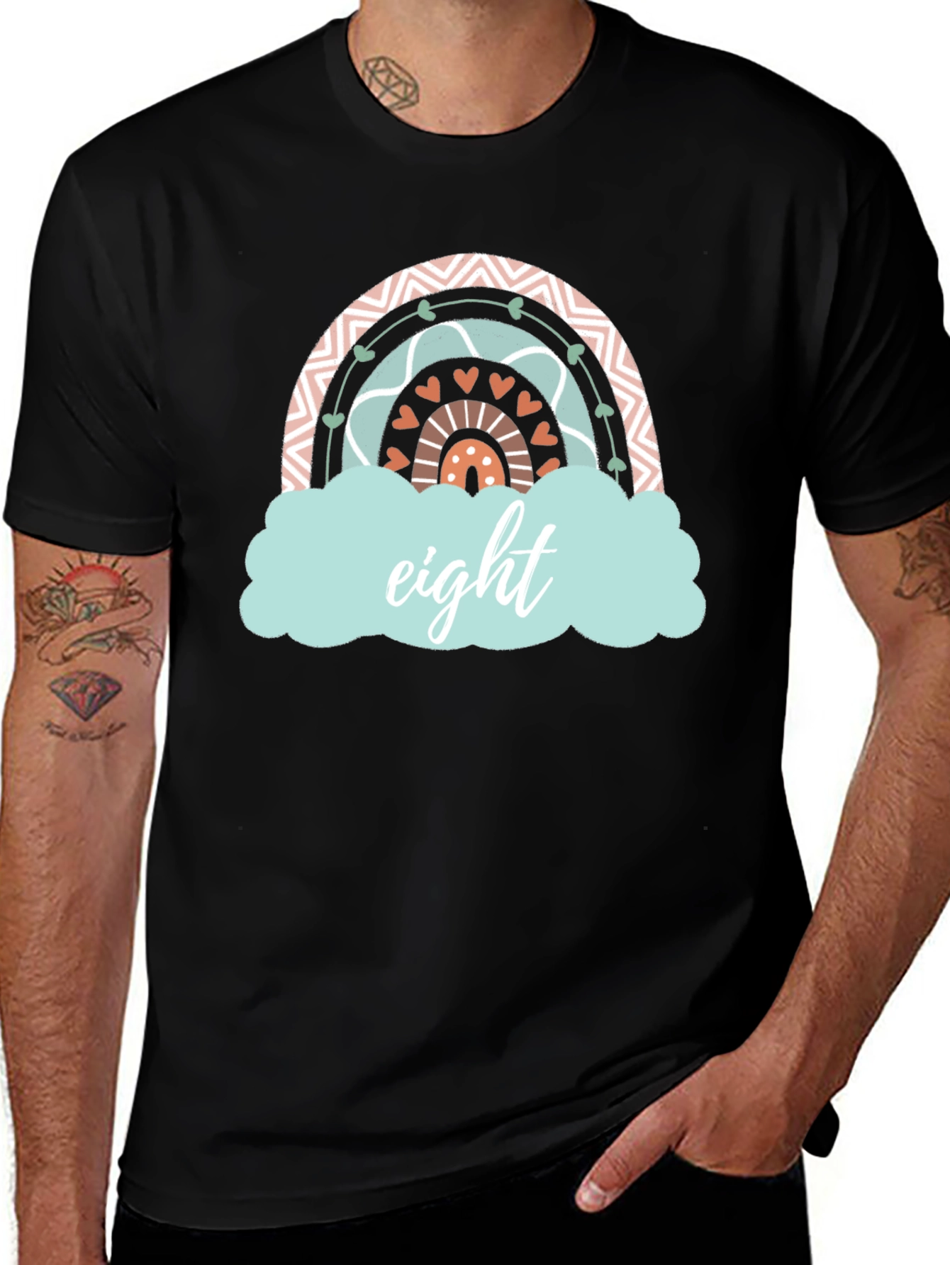 Black Eight Rainbow Birthday T-Shirt main image