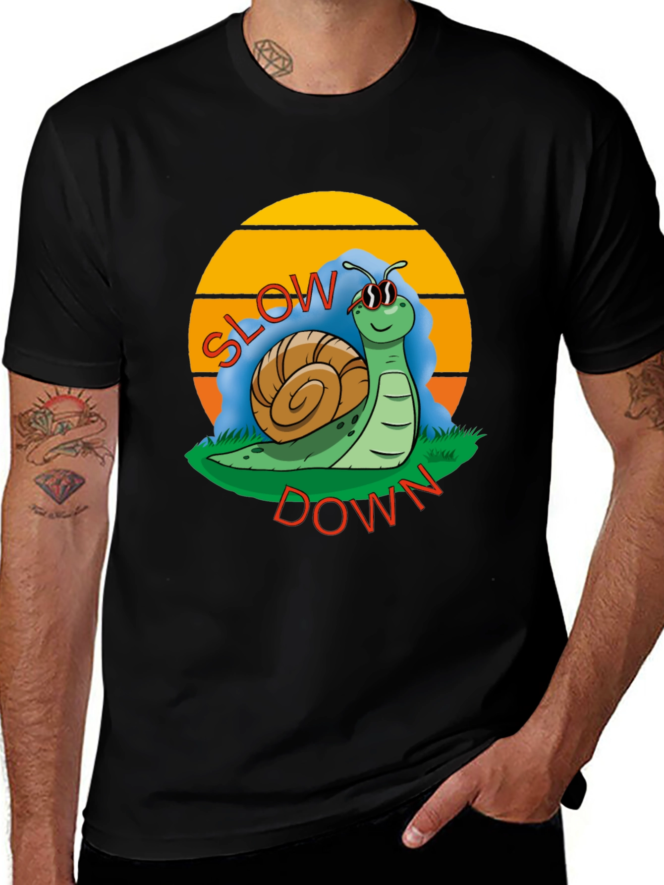 Variant 24 of Funny Snail Slow Down T-Shirt - Graphic Tee