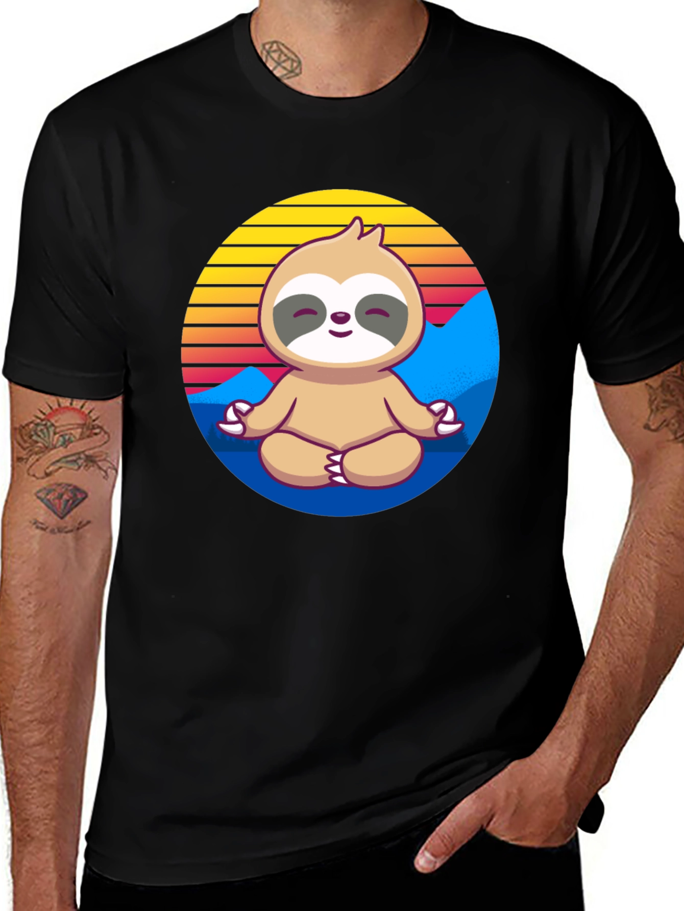 Variant 23 of Meditating Sloth T-Shirt: Zen Vibes Only!