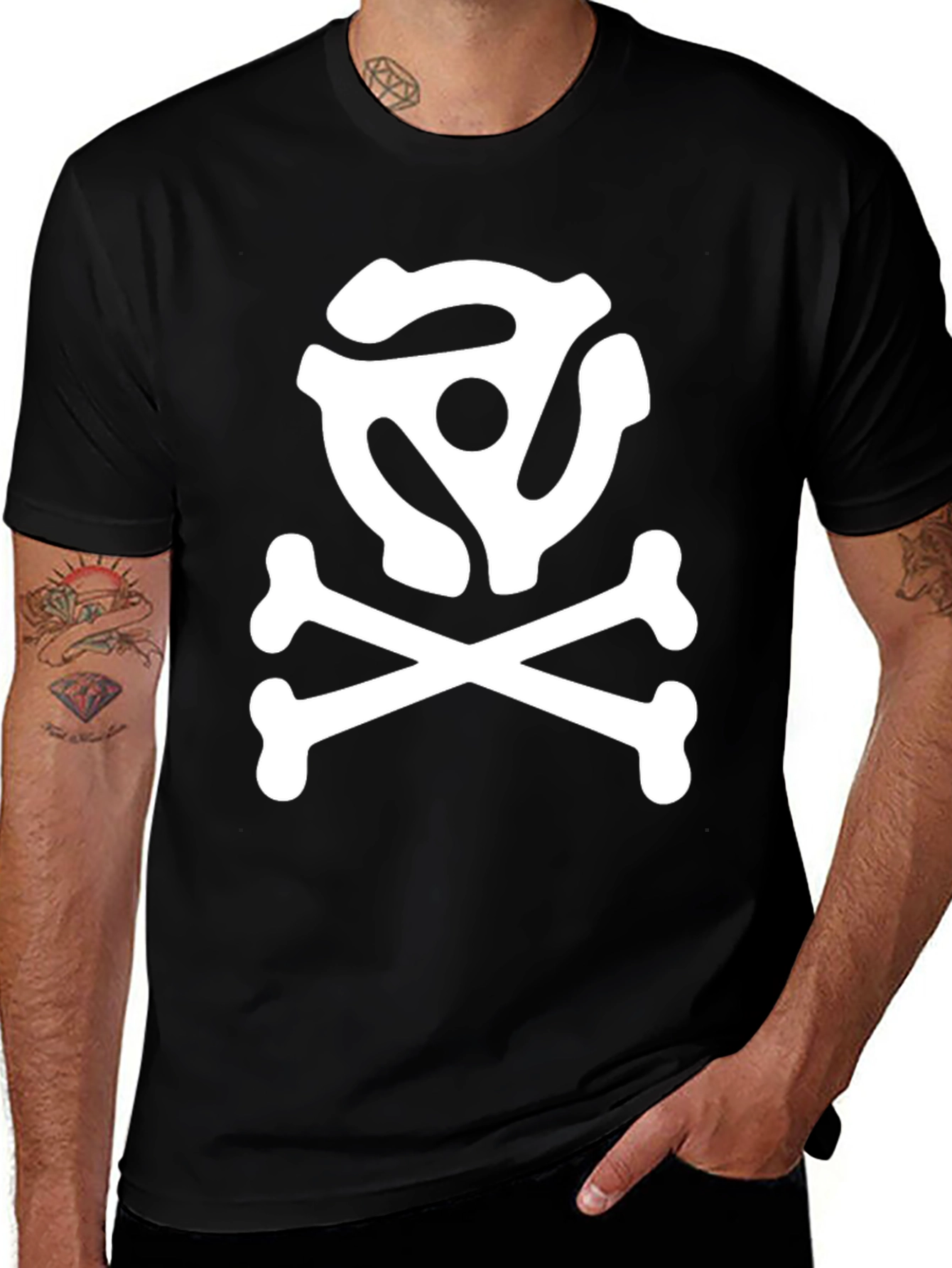 Variant 30 of DJ Skull and Crossbones T-Shirt - Black