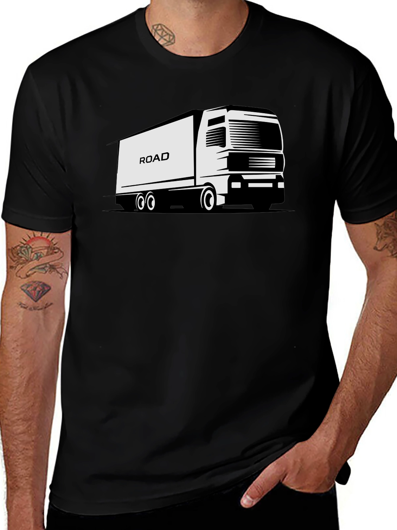 Variant 27 of Road Truck Graphic T-Shirt - Black