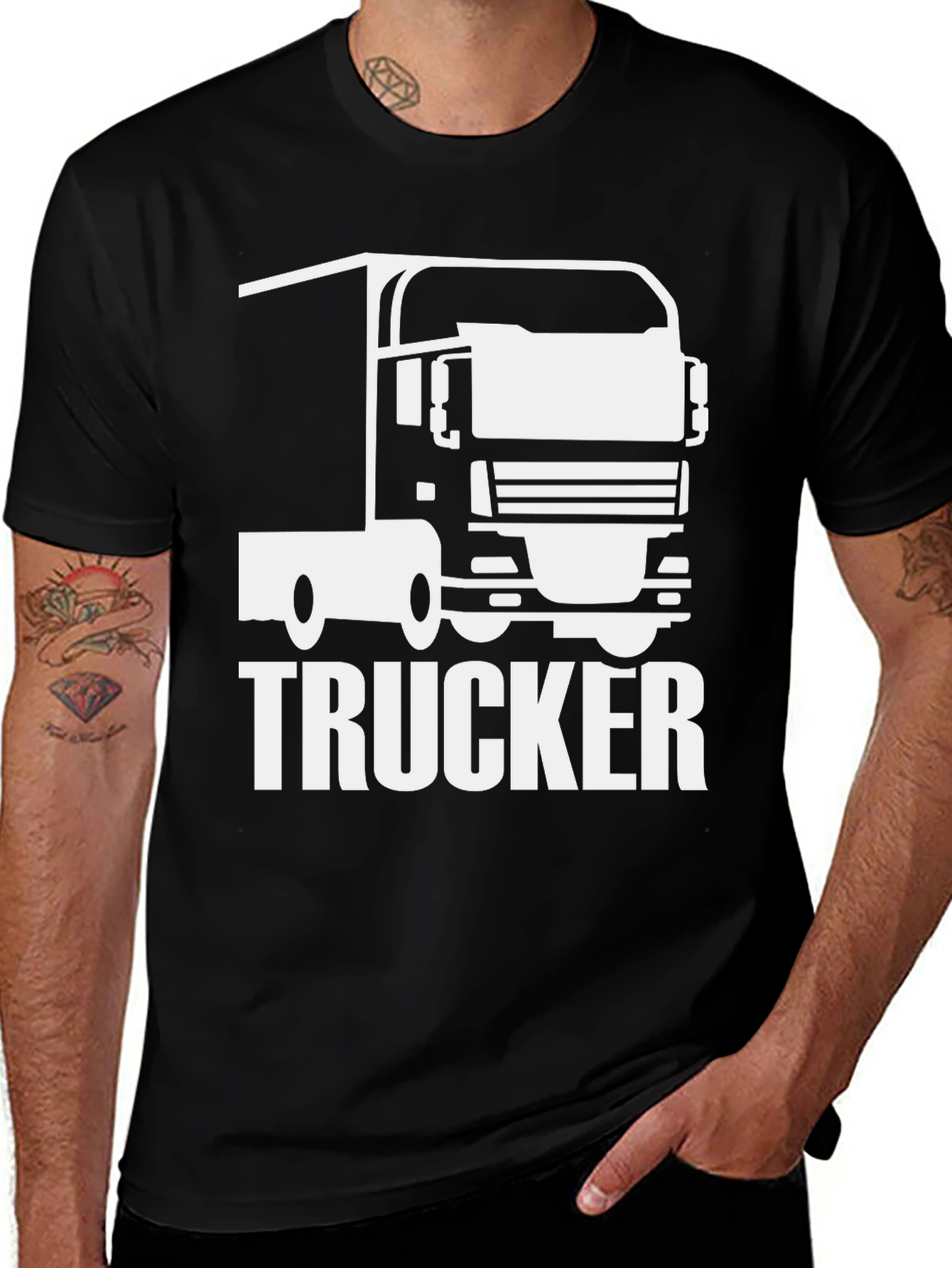 Variant 22 of Trucker Graphic T-Shirt - Black, Bold Design