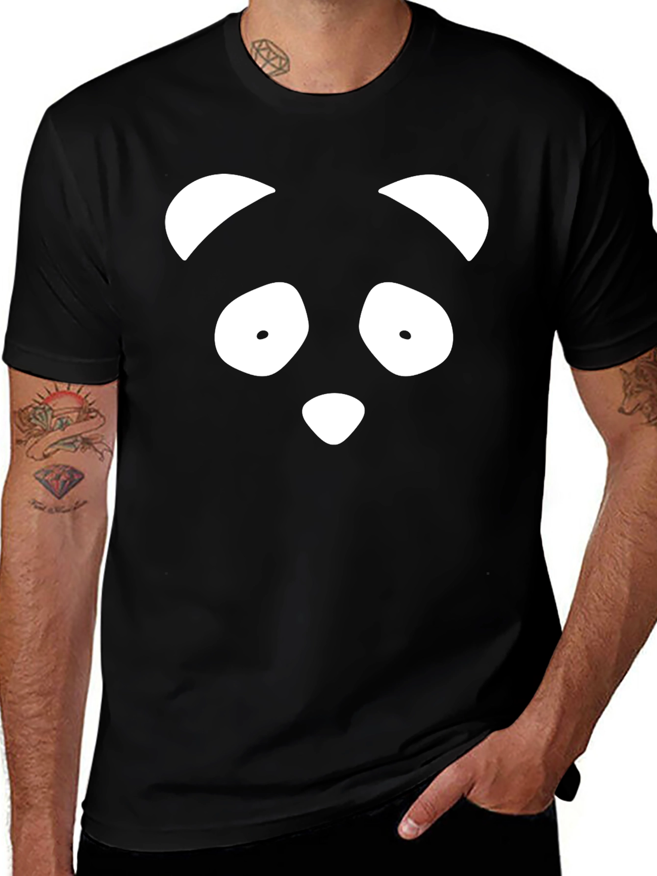 Variant 28 of Cute Panda Face Black T-Shirt