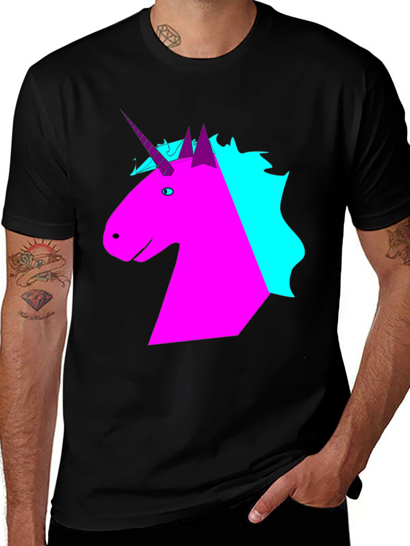 Variant 17 of Unicorn Graphic T-Shirt - Black Cotton Tee