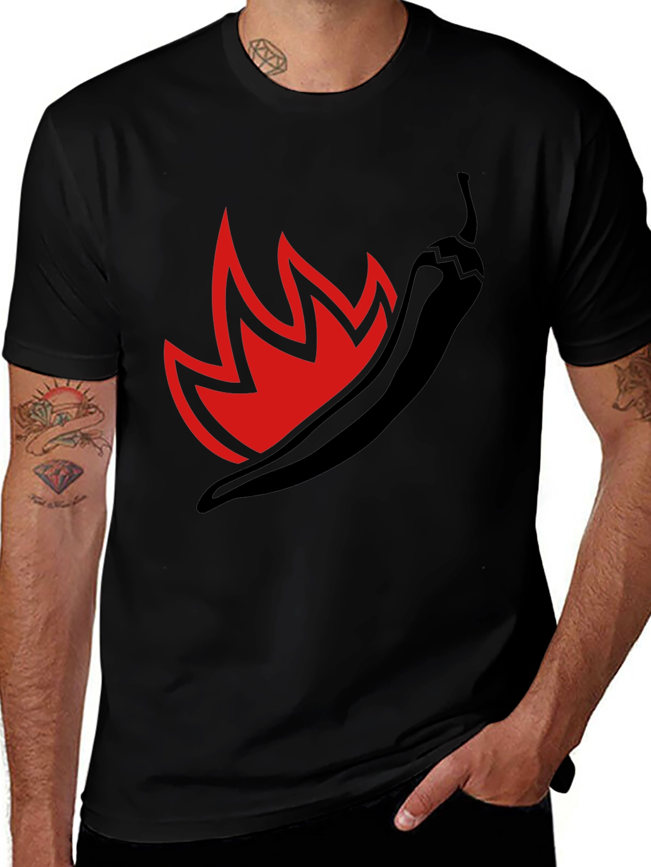 Spicy Pepper Graphic Tee - Black Cotton T-Shirt
