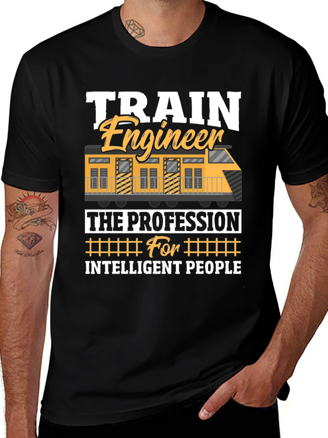 Variant 13 of Train Engineer Intelligent People Black T-Shirt