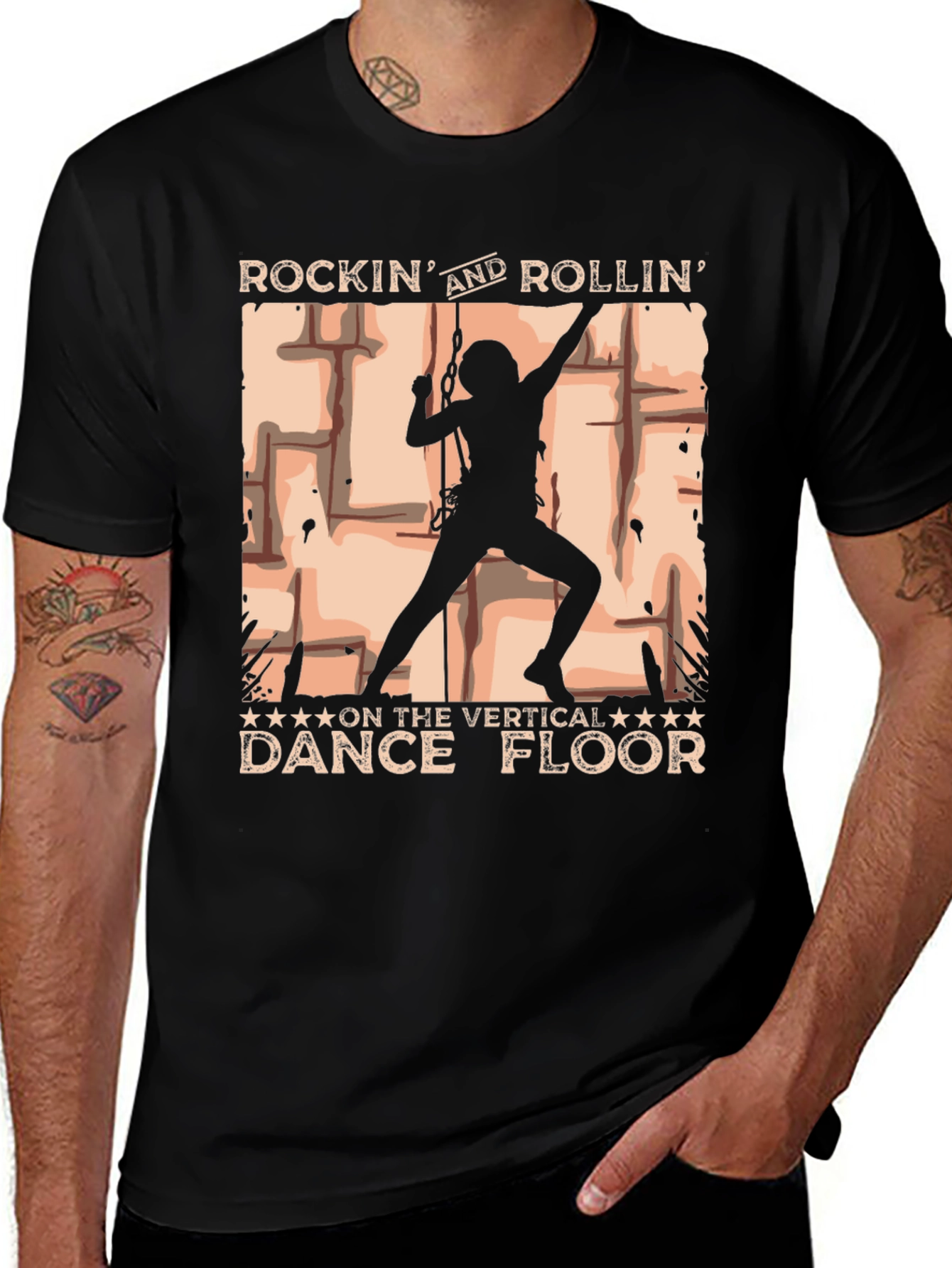 Variant 25 of Rockin' Rollin' Vertical Dance Floor Black T-Shirt