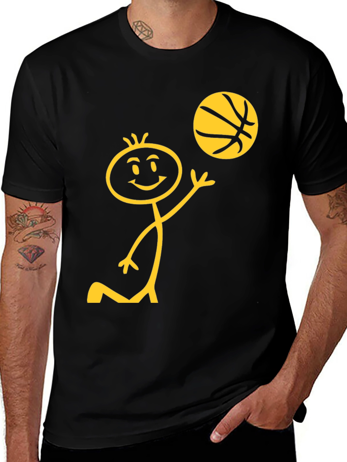 Variant 8 of Stick Figure Basketball T-Shirt - Black, Humorous Graphic Tee