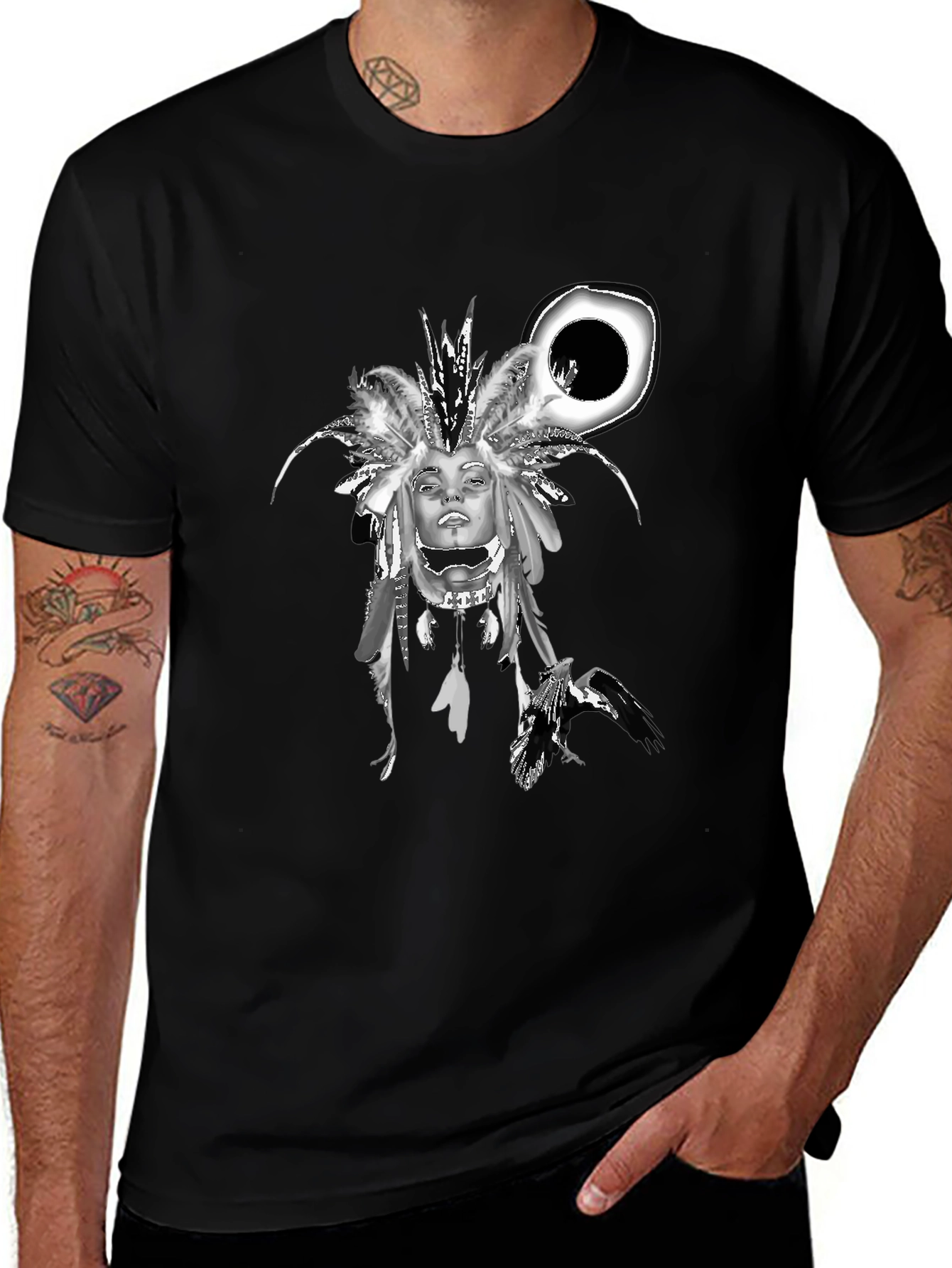 Graphic Print Tee - Native American Headdress