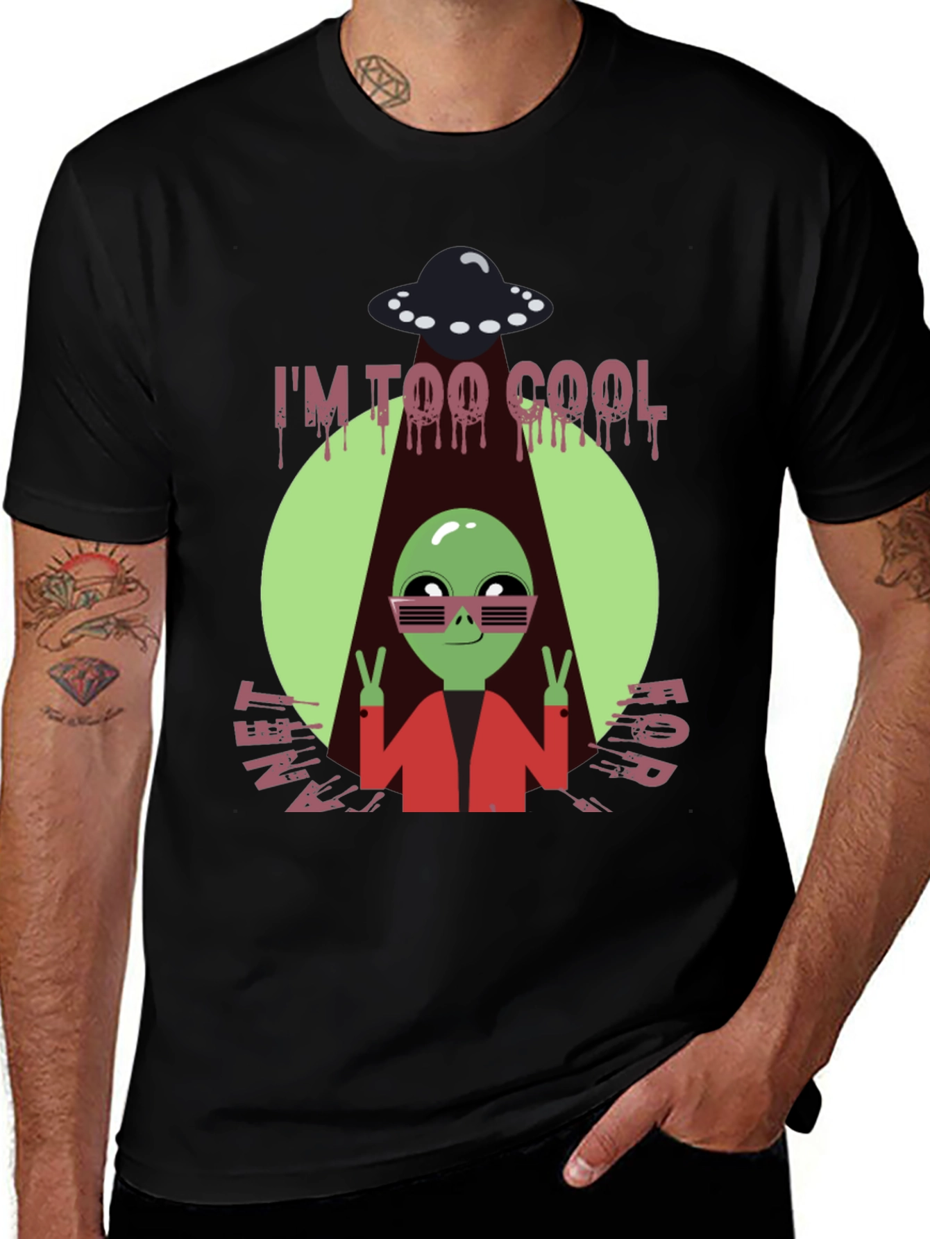 Variant 25 of Cool Alien Graphic Tee - Mens Black T-Shirt