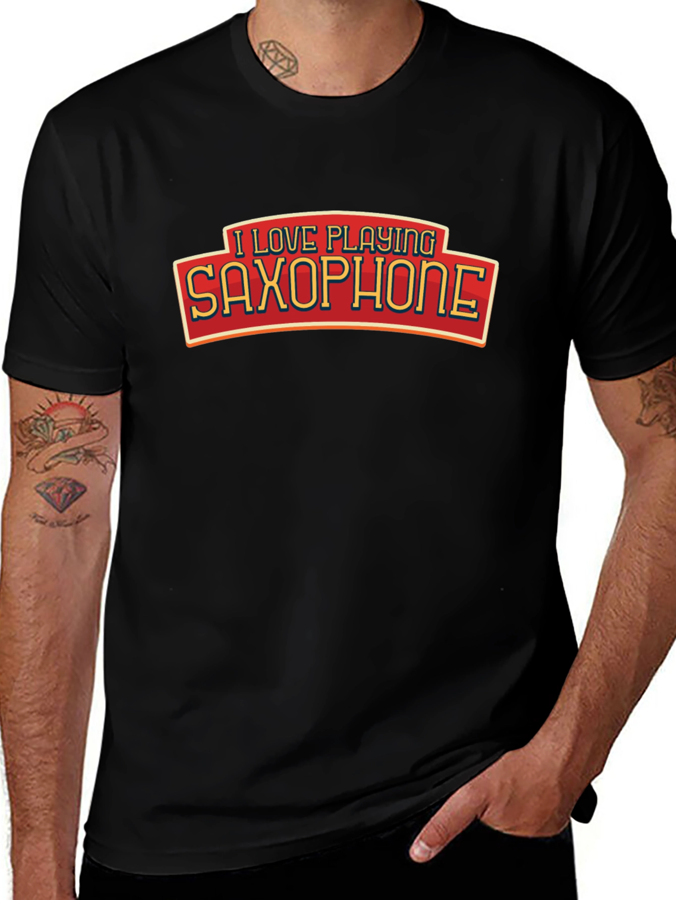 Variant 11 of I Love Playing Saxophone Black Tee