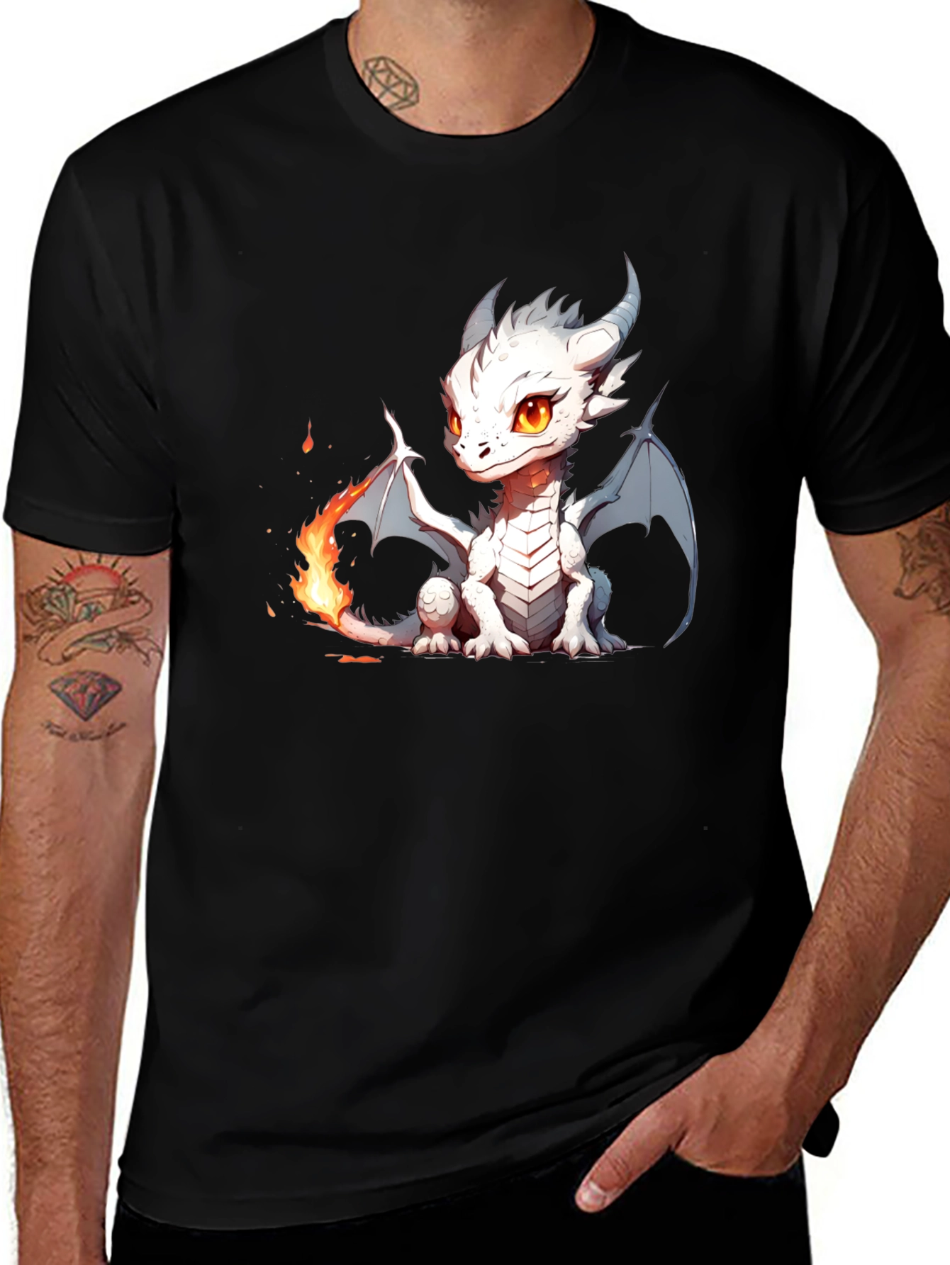Variant 2 of Dragon Graphic Tee - Black Short Sleeve Shirt