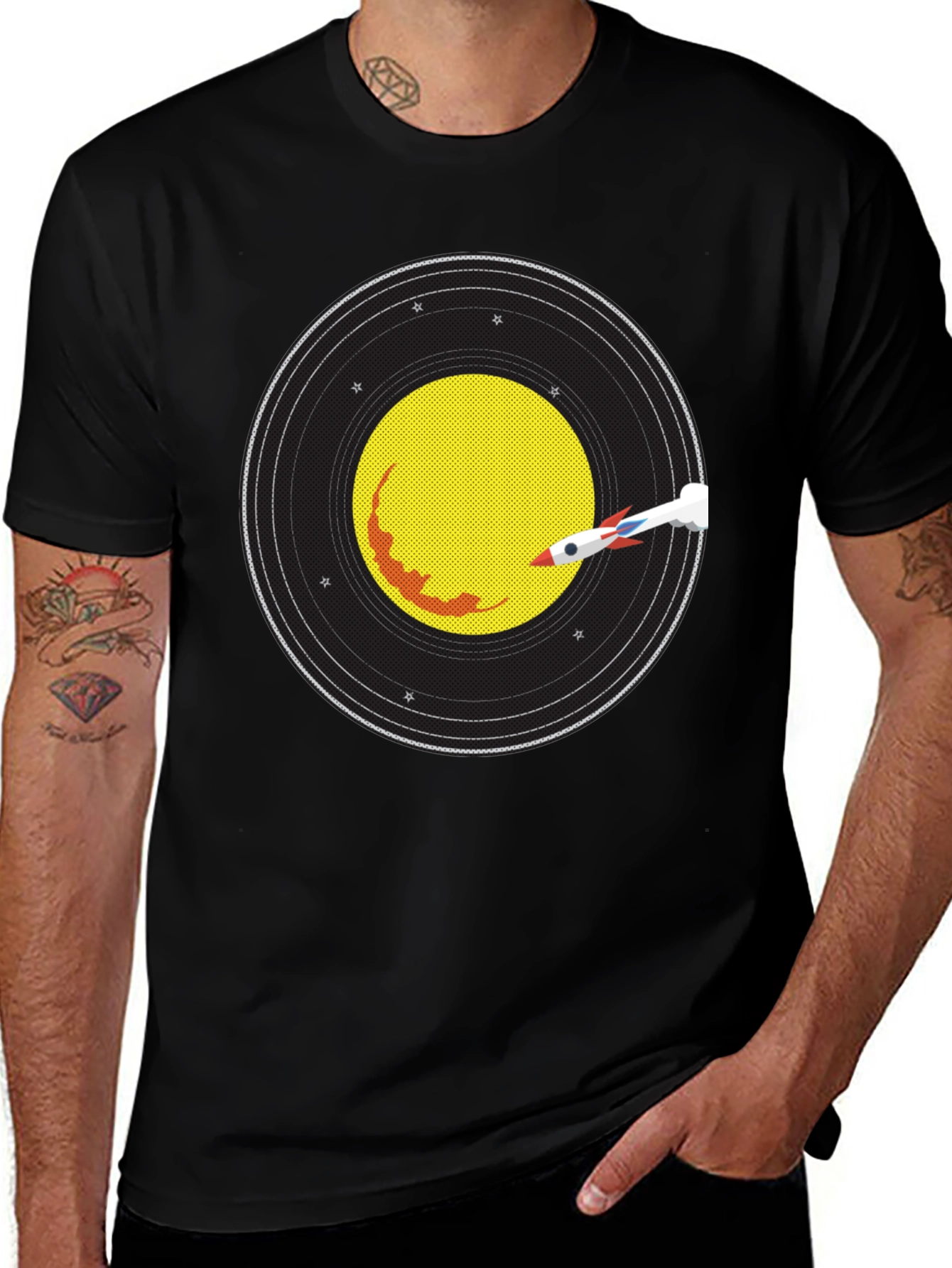 Variant 5 of Space Rocket T-Shirt - Black Cotton Blend