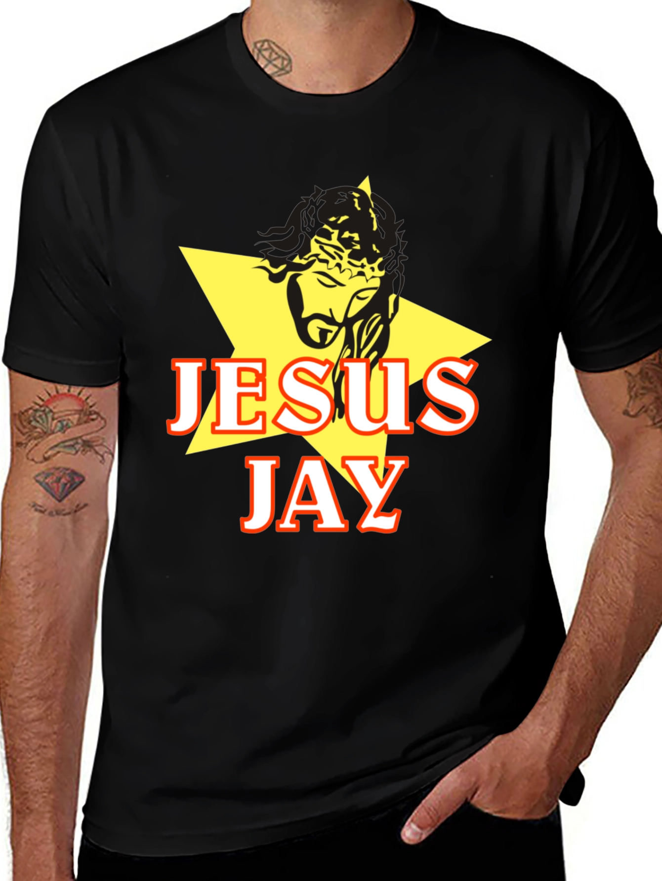 Black Jesus Jay Graphic T-Shirt - Black Cotton Blend main image