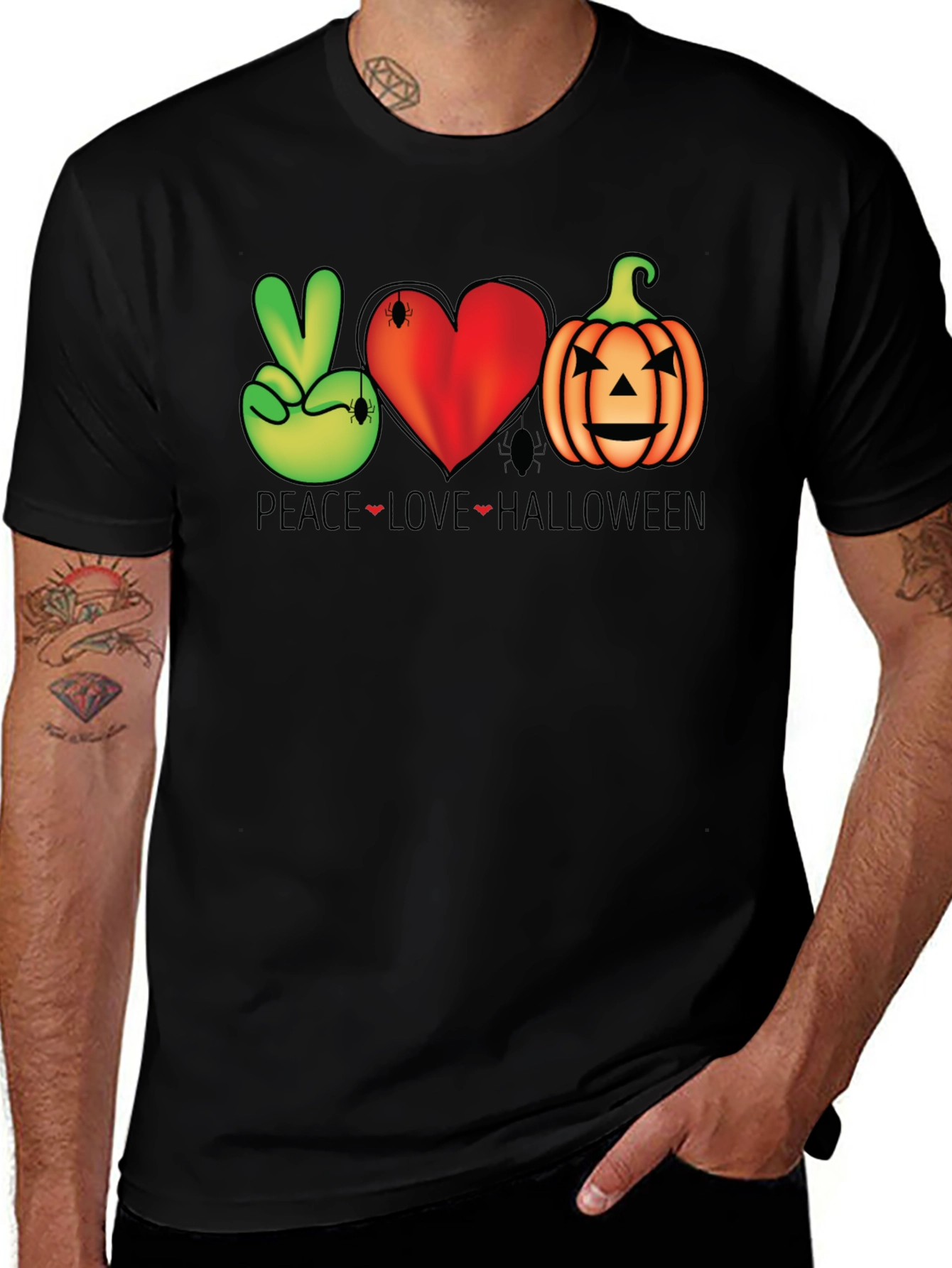 Peace Love Halloween Graphic T-Shirt