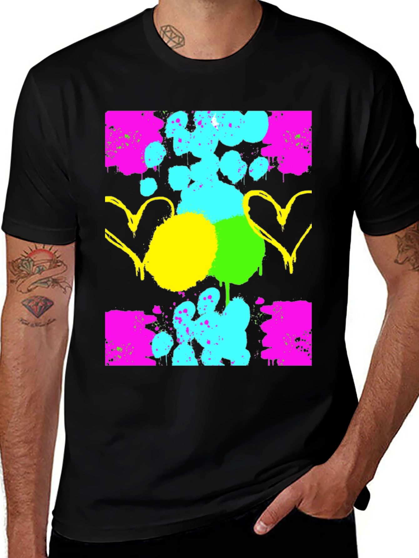 Funky Graphic Print Black T-Shirt